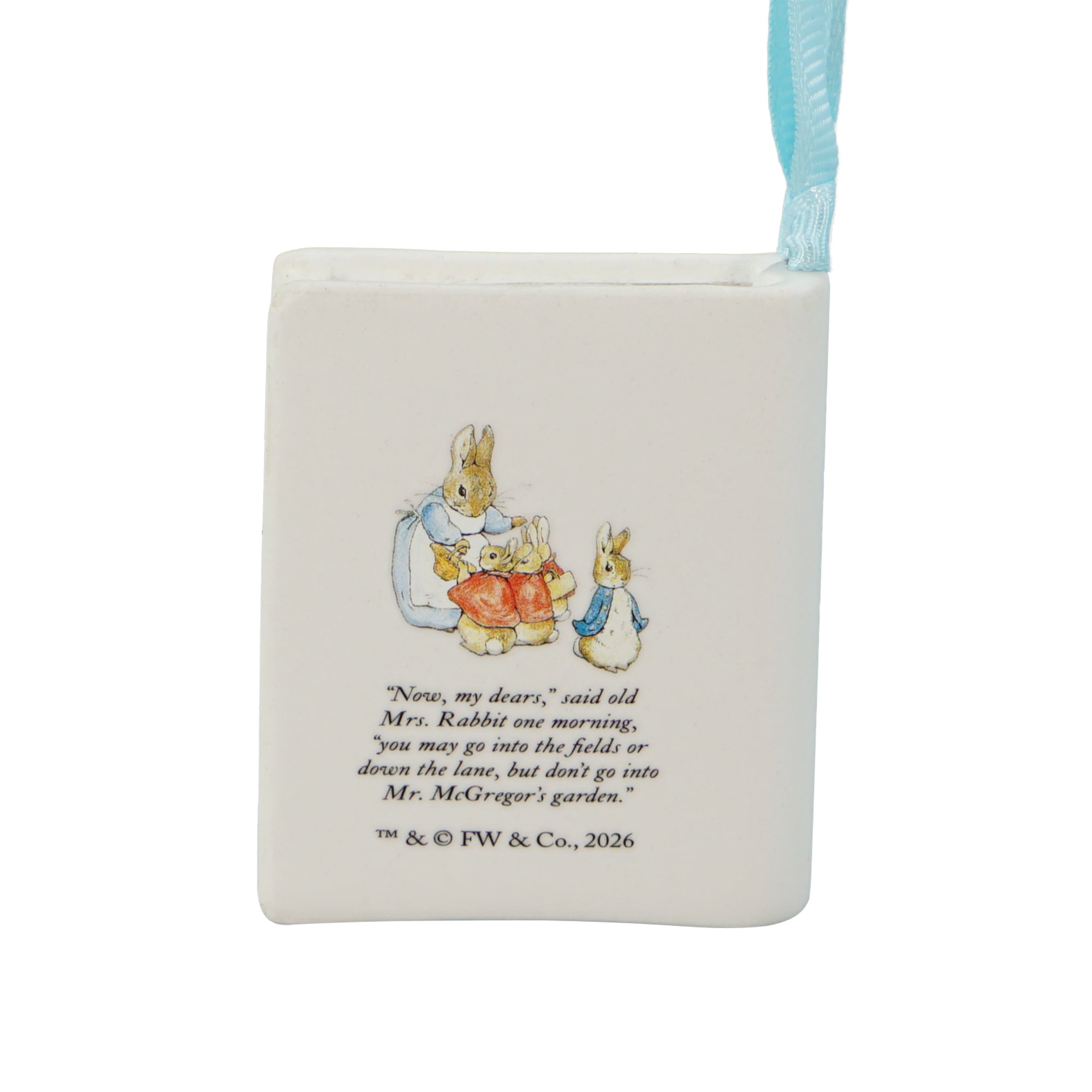 Peter Rabbit livre décoration à suspendre céramique blanche