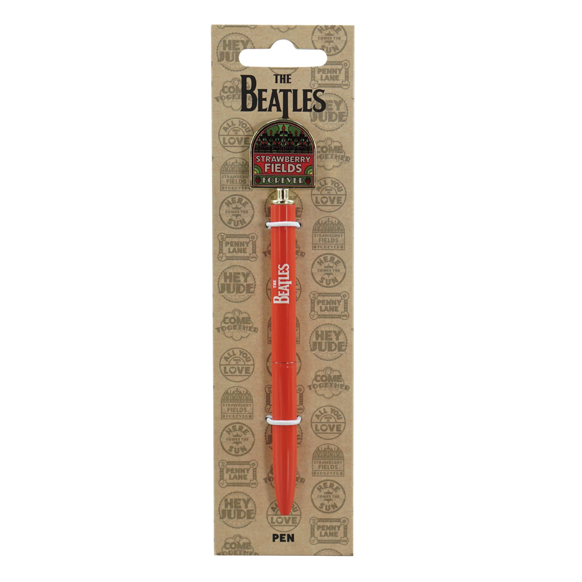 The Beatles Strawberry Fields stylo métal rouge 14 cm