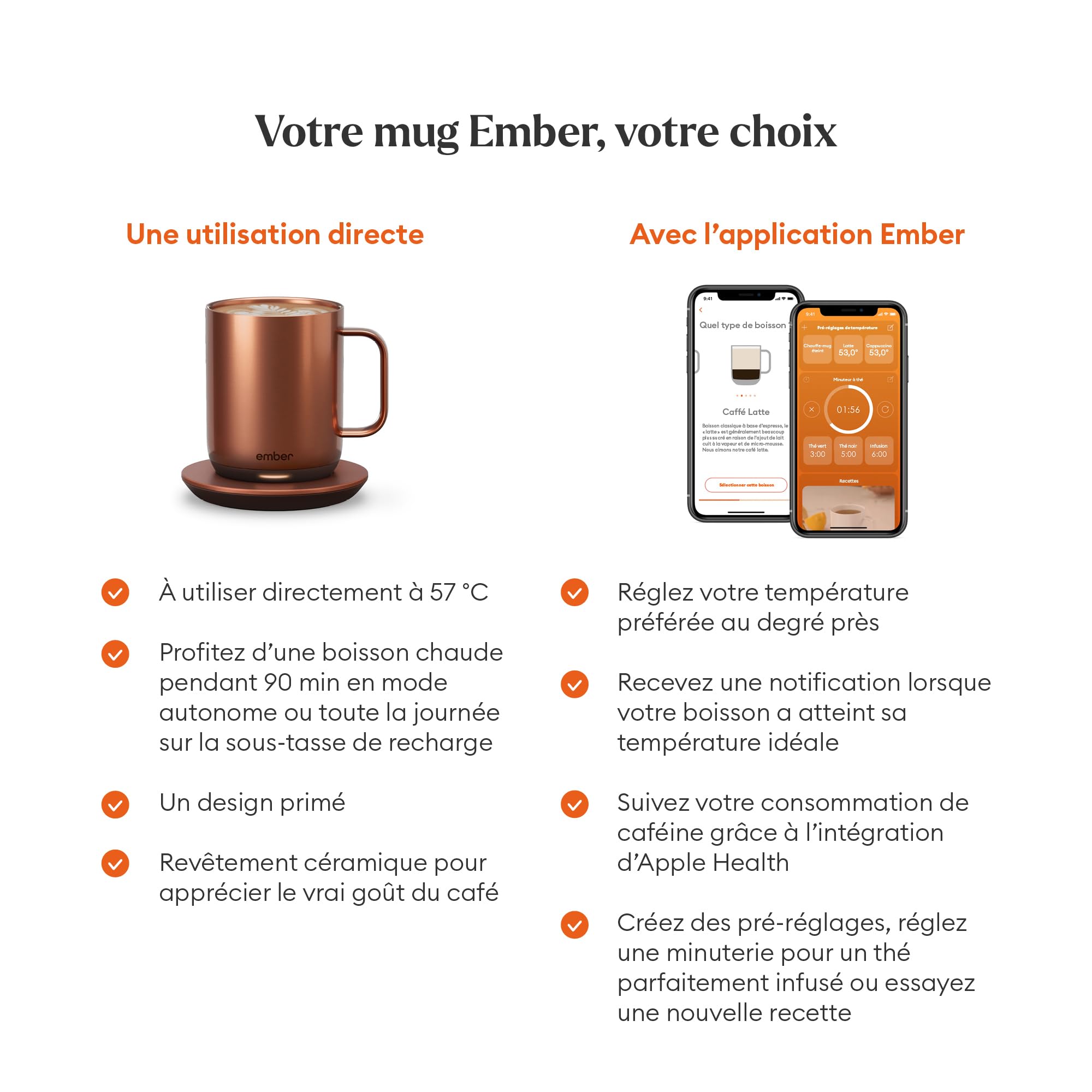Ember Mug 2 Tasse connectée 29,5 cl cuivre chauffante