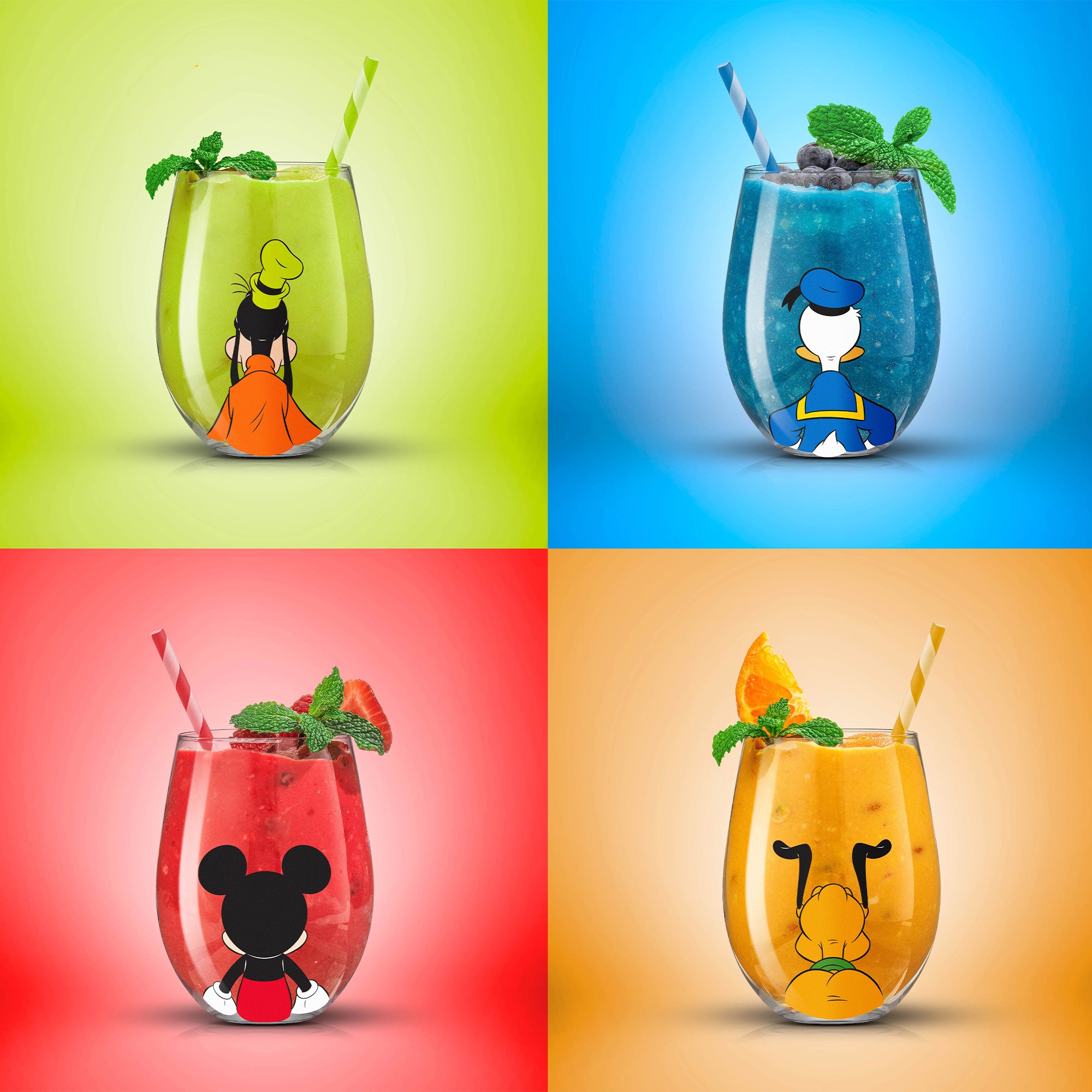 JoyJolt Mickey verres sans pied 43 cl lot 4