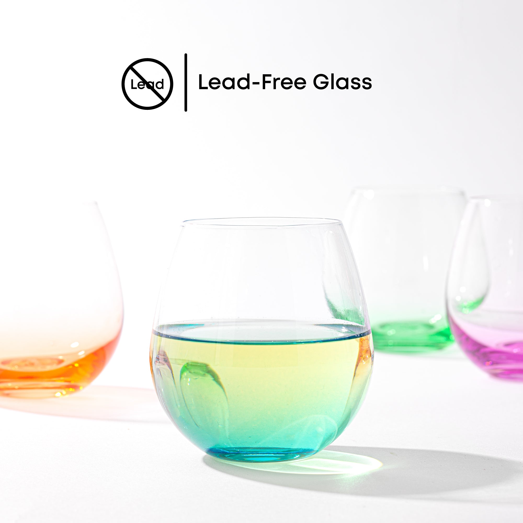 JoyJolt Hue verre à vin sans pied lot de 6 couleur 44 cl