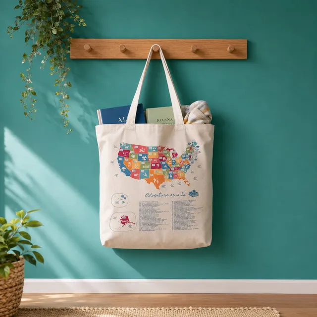 Trouvaille Global US Book Lover tote bag coton à colorier