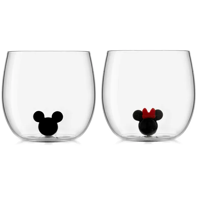 JoyJolt Mickey Minnie verres lot de 2 39 cl 3D blanc