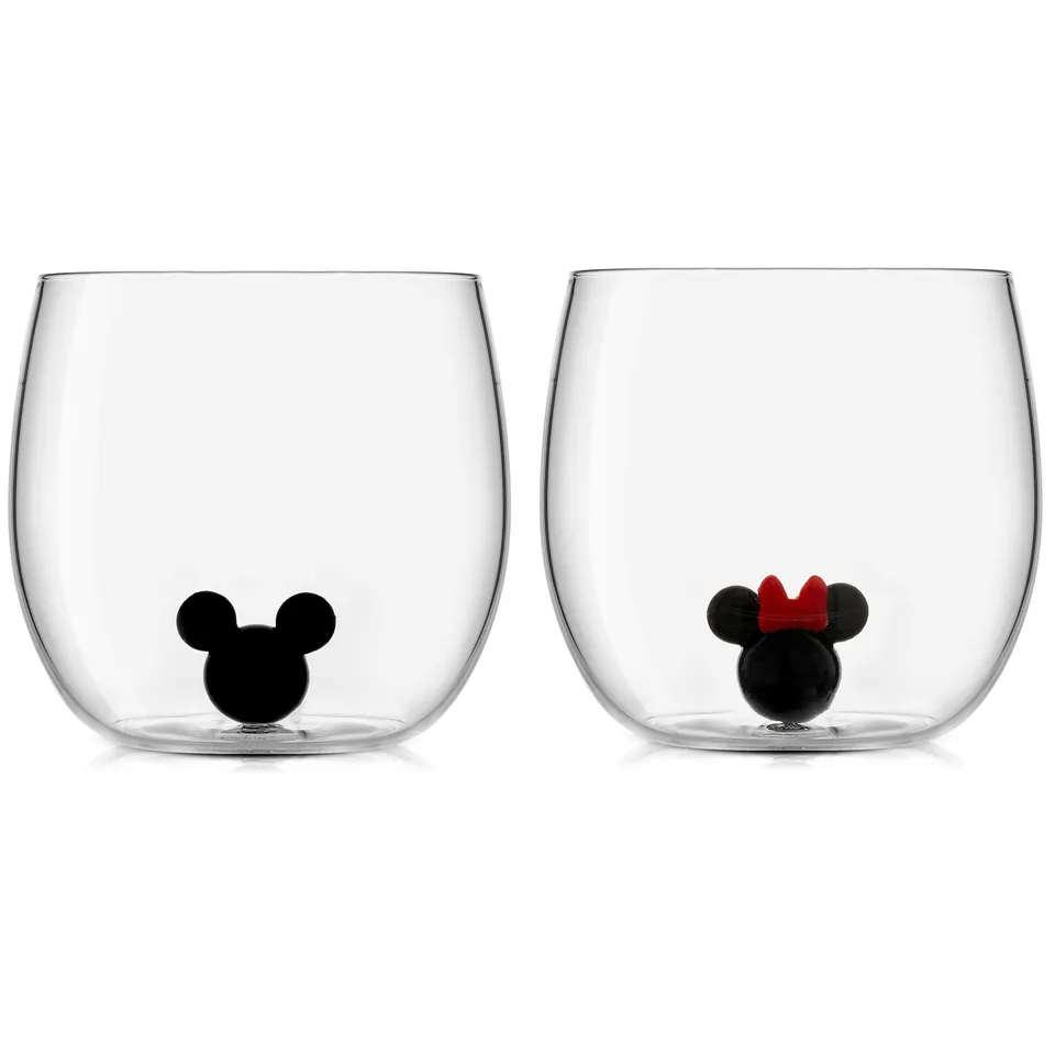 JoyJolt Mickey Minnie verres lot de 2 39 cl 3D blanc