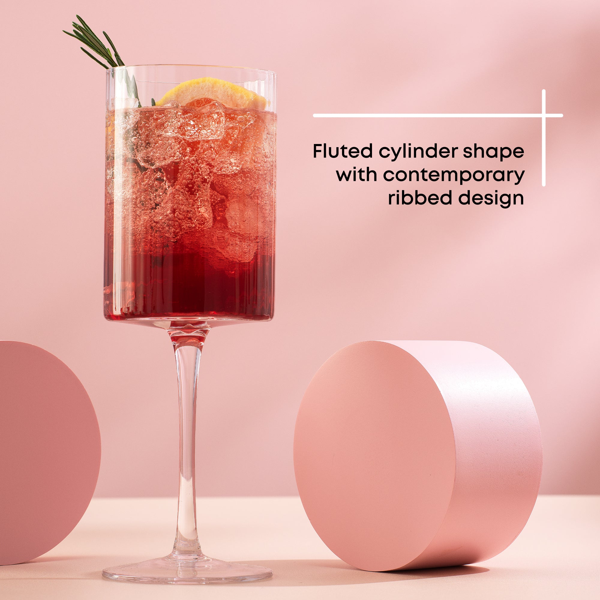 JoyJolt Elle verre vin rouge 48 cl lot de 2 strié