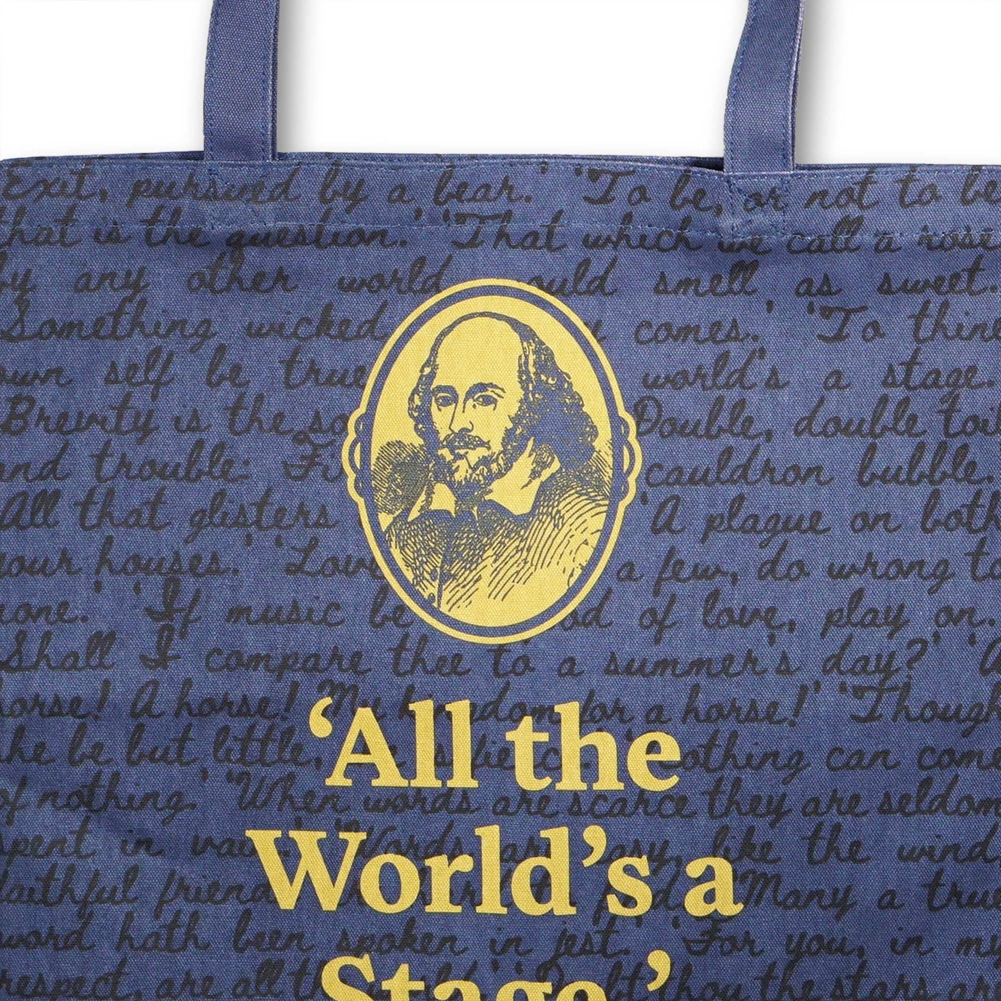 Shakespeare The World's A Stage tote bag coton recyclé bleu