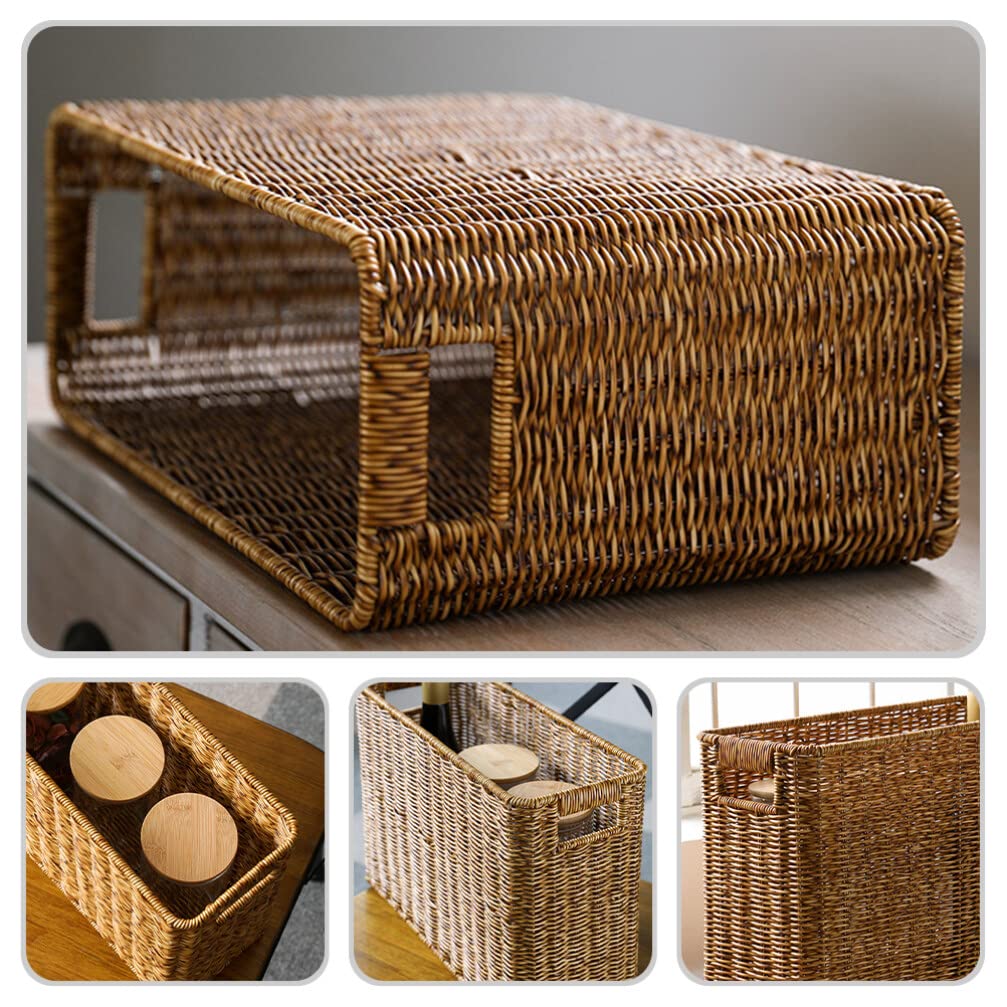 Alipis panier rangement tissé imitation rotin 38 cm revues