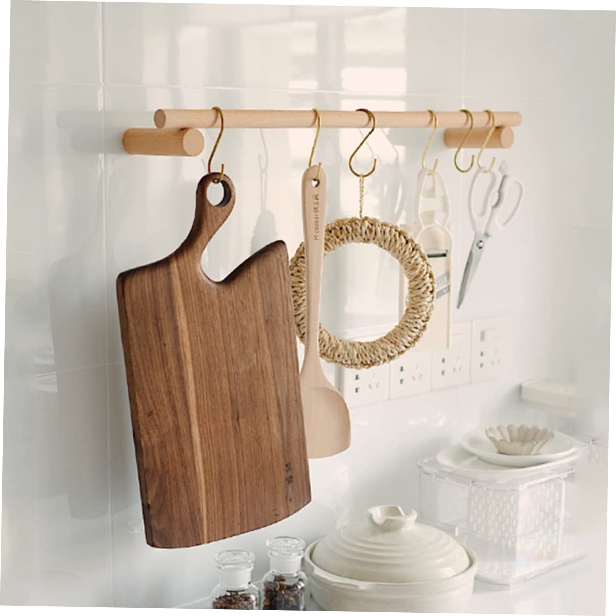 Alipis porte-serviettes mural bois 30 cm kaki