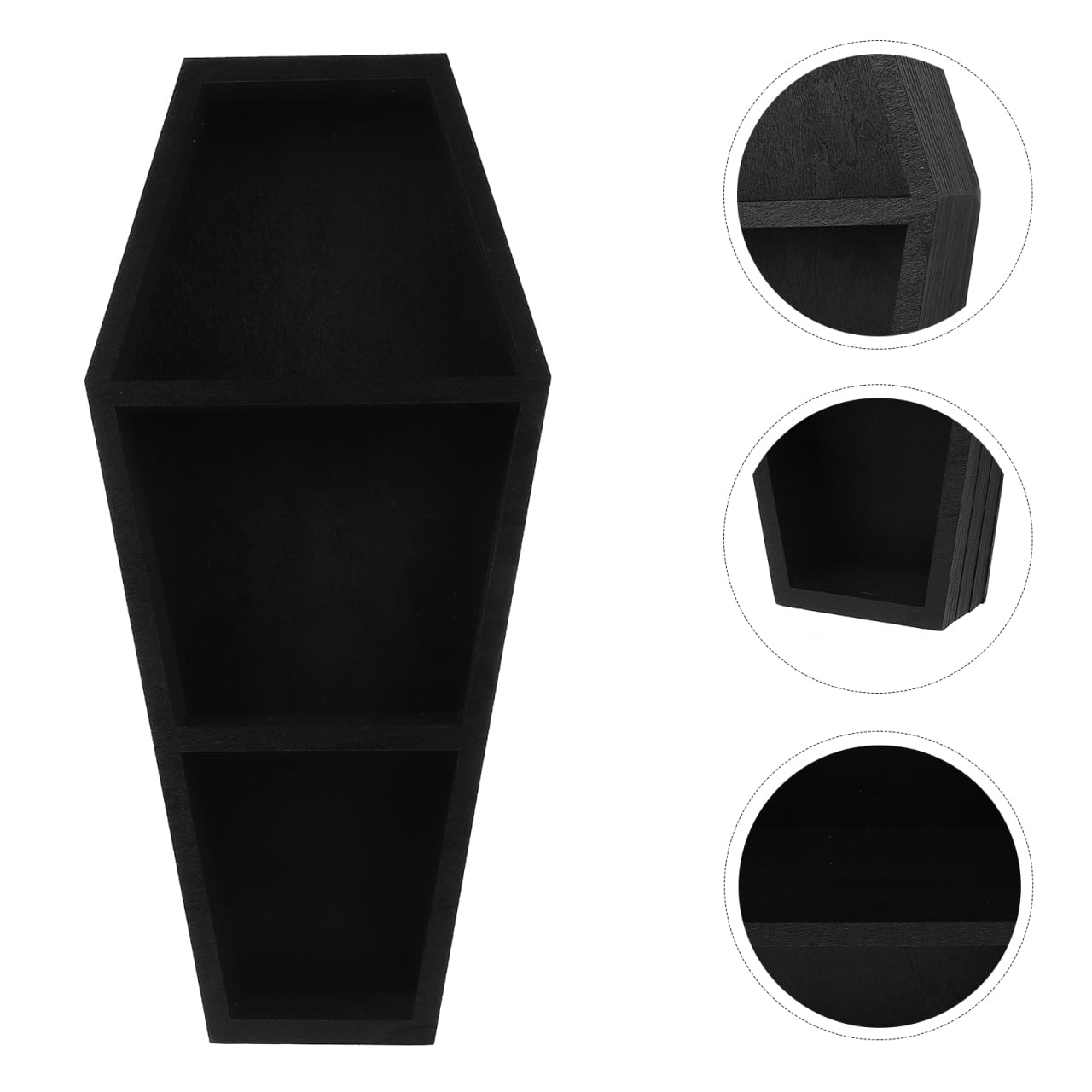 Alipis étagère murale cercueil noire 38 cm en bois