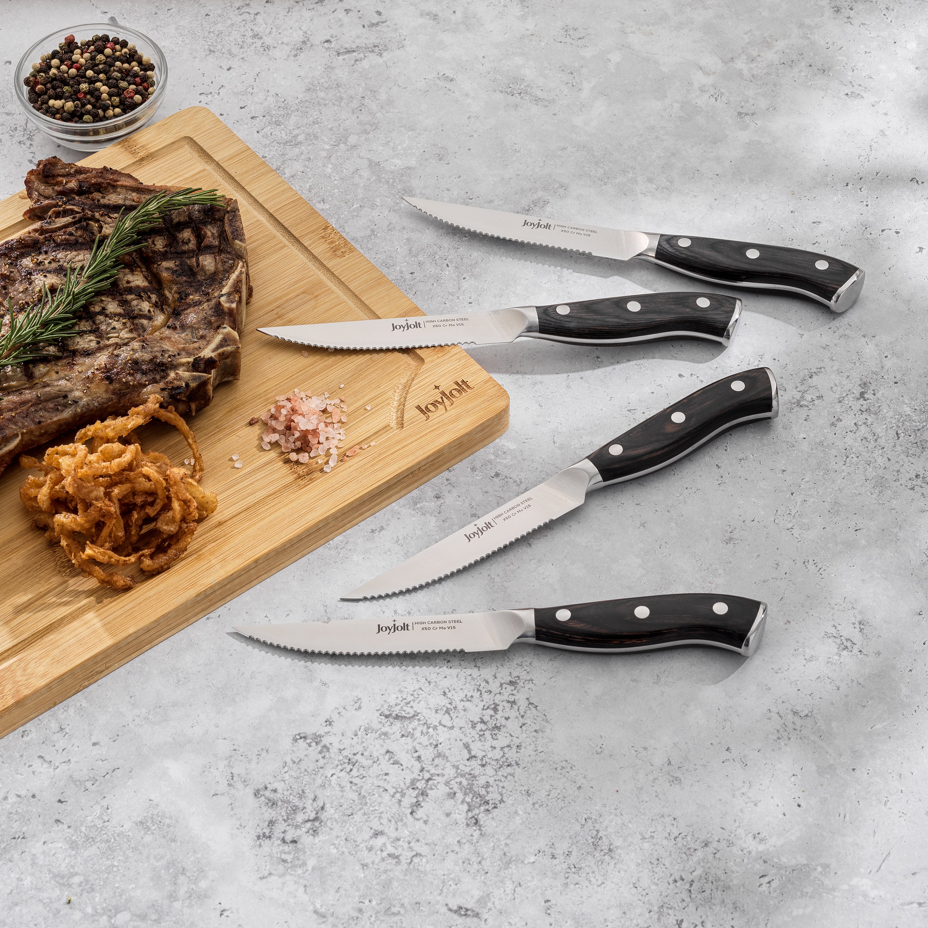 JoyJolt couteaux steak haute carbone lot de 4