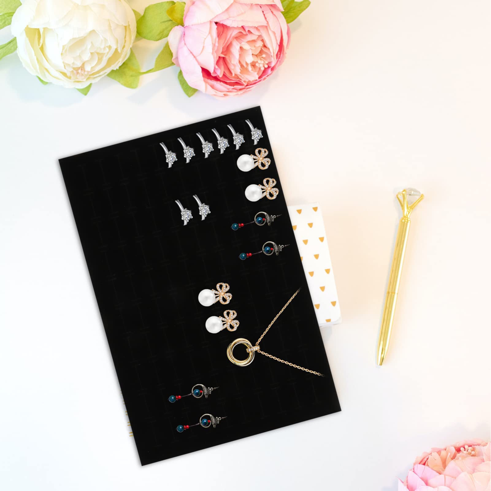 Alipis inserts éponge organisateur bijoux x4 noir 100 cases
