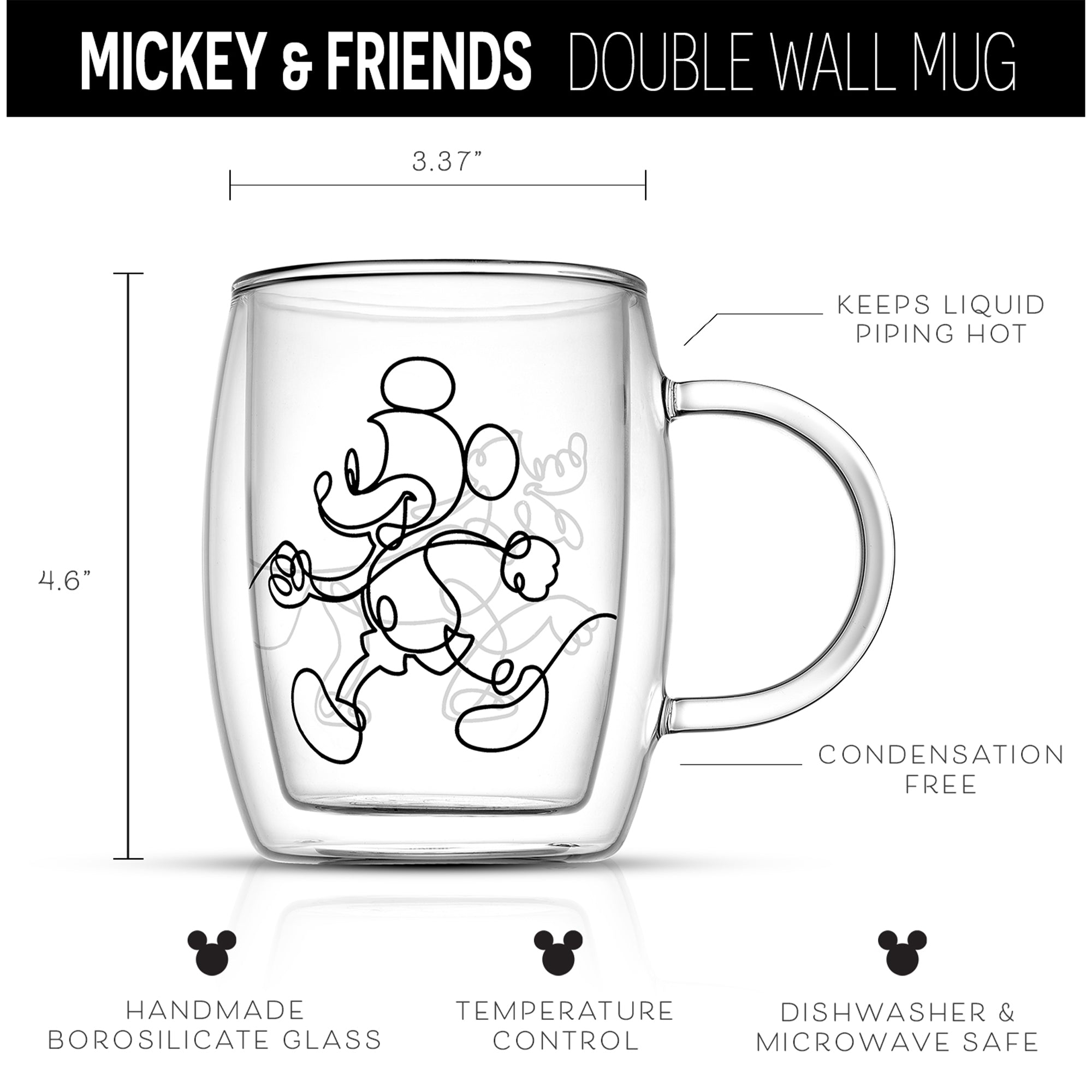 JoyJolt Aroma mugs verre Mickey Pluto 40 cl lot 2