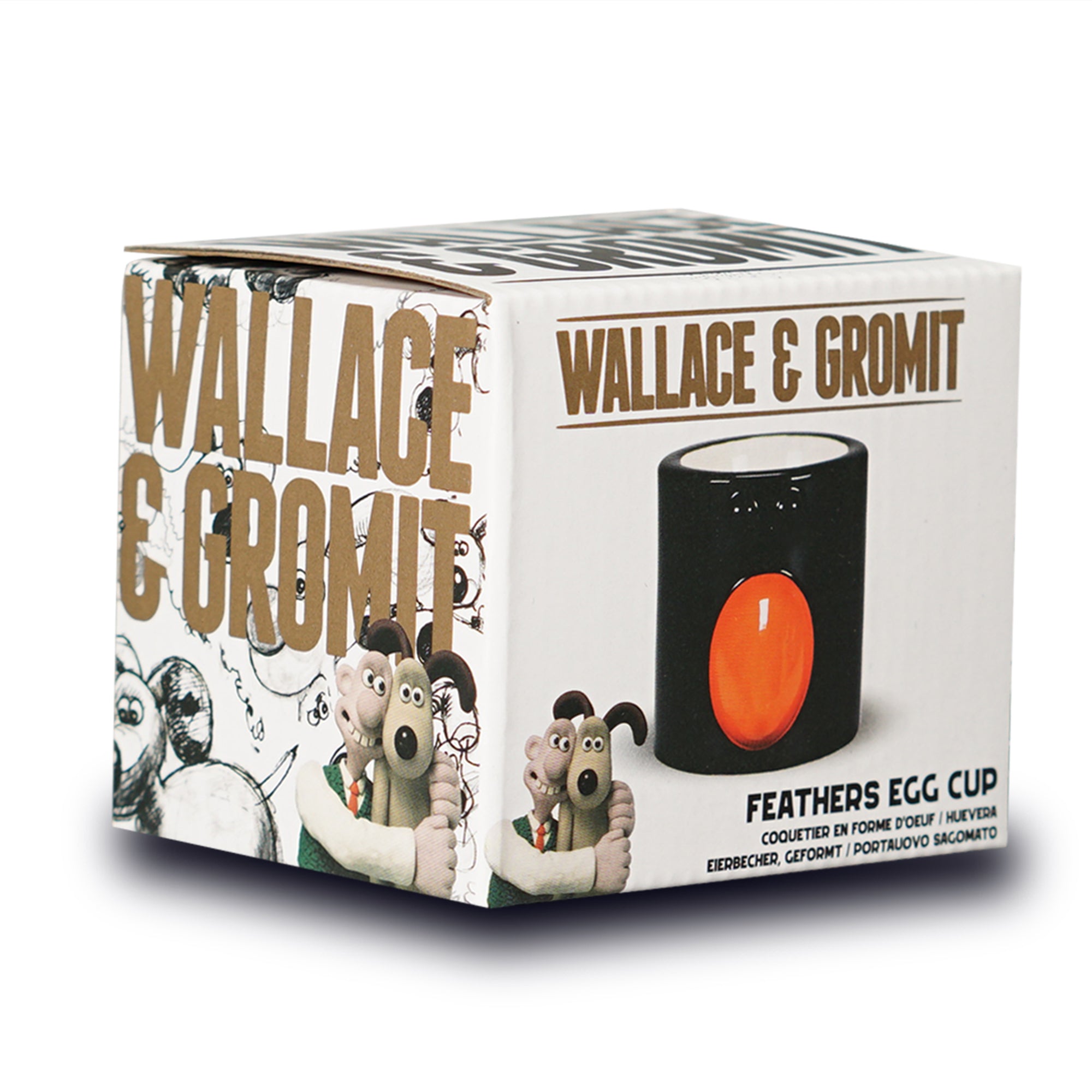 HMB Wallace & Gromit Feathers coquetier céramique noir