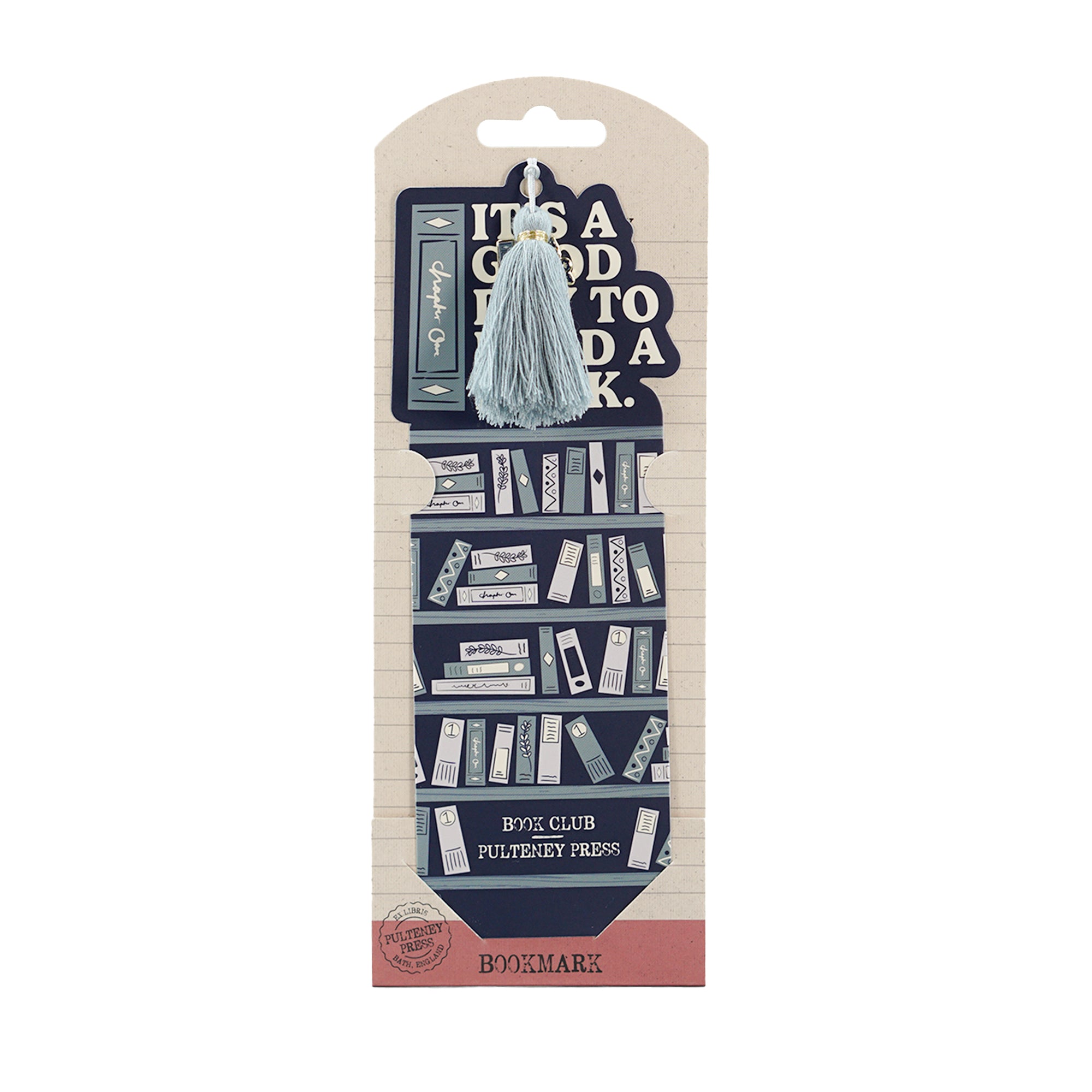 Pulteney Press Good Day marque-page breloque pompon bleu