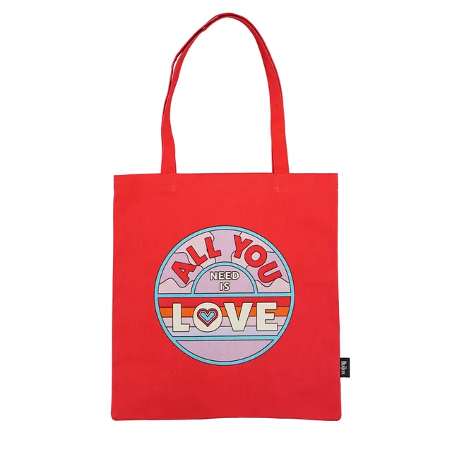Beatles All You Need is Love cabas coton recyclé rouge