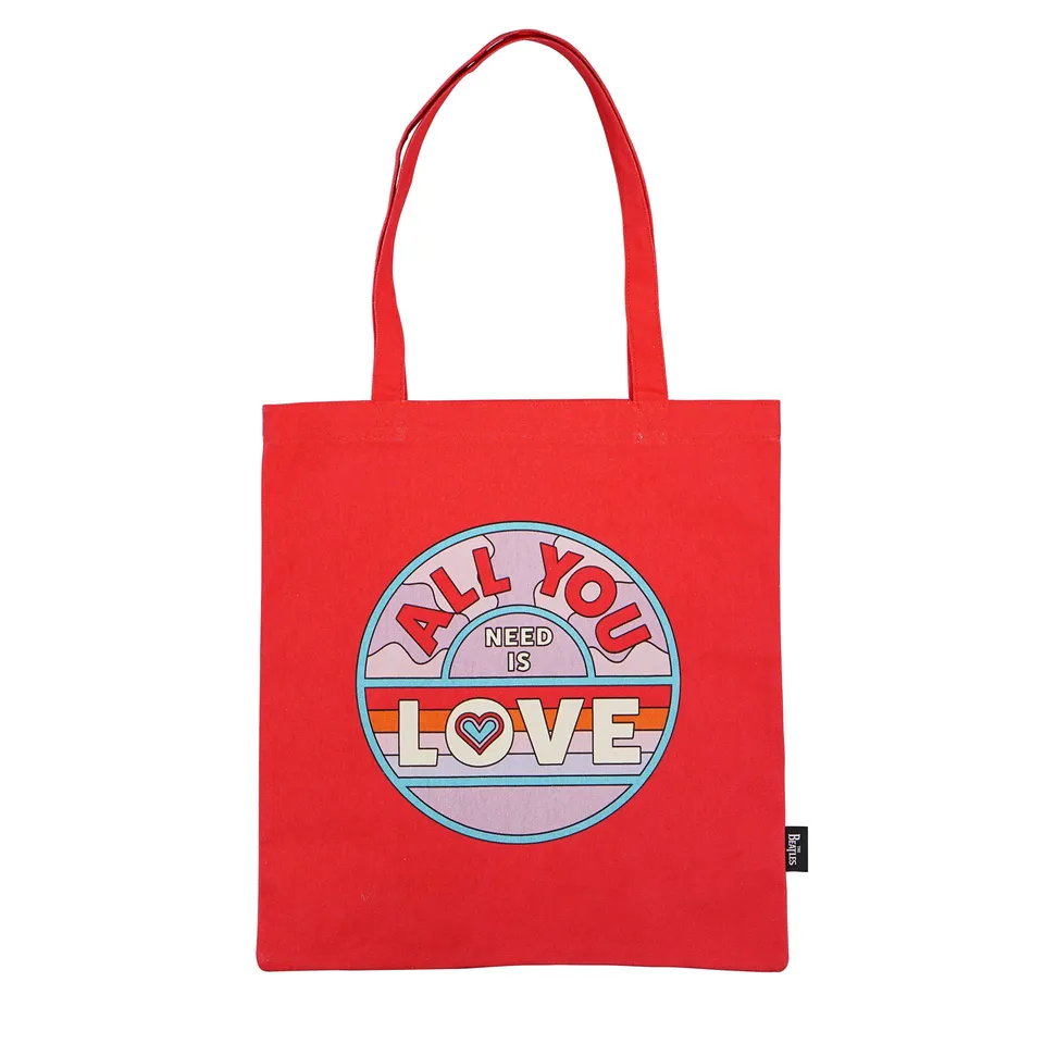 Beatles All You Need is Love cabas coton recyclé rouge
