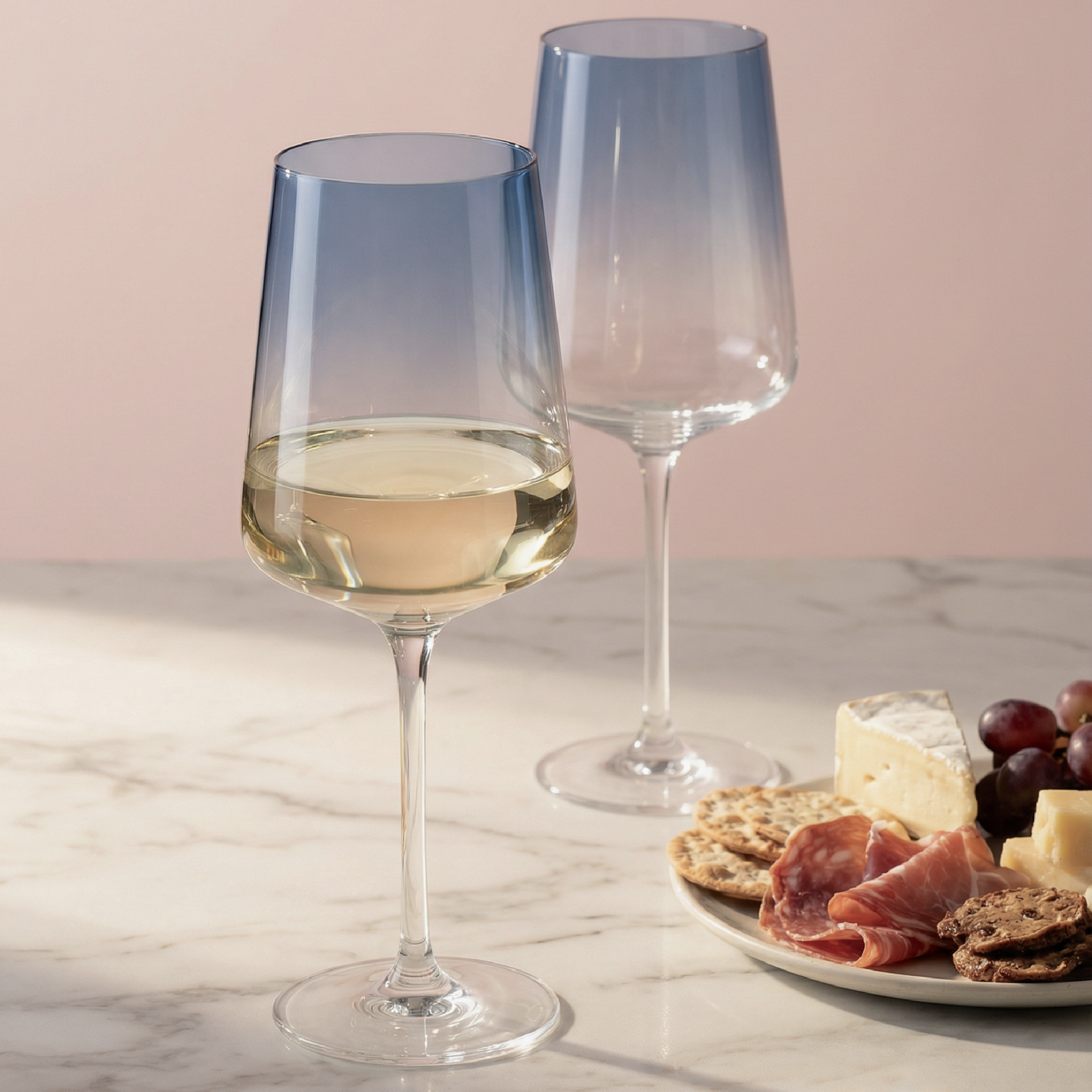 JoyJolt Sidney Blue Ombre verres à vin blanc lot de 4