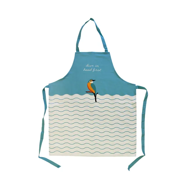 HMB RSPB tablier coton recyclé Kingfisher bleu