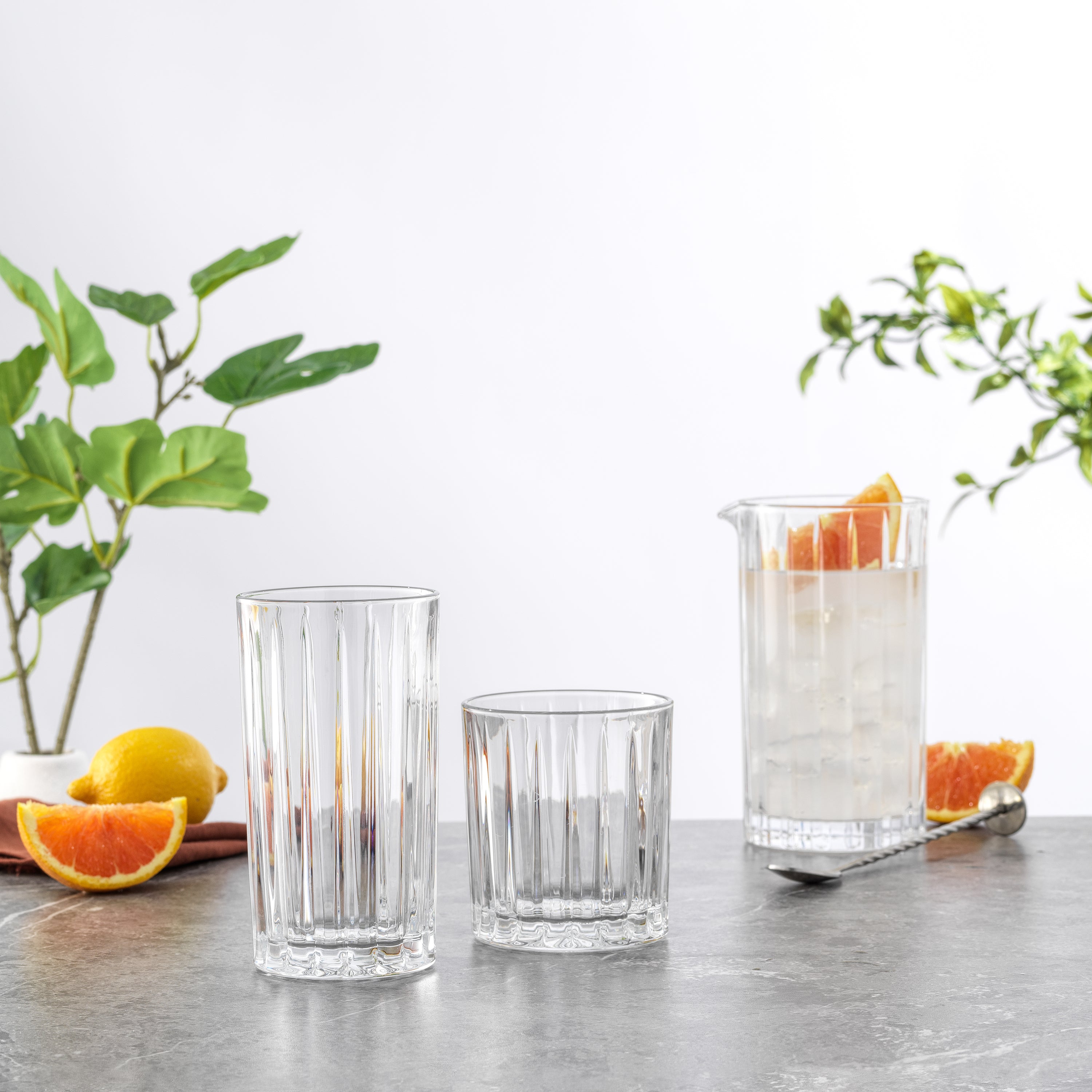 JoyJolt Alina Ribbed verres lot 8 41+35 cl