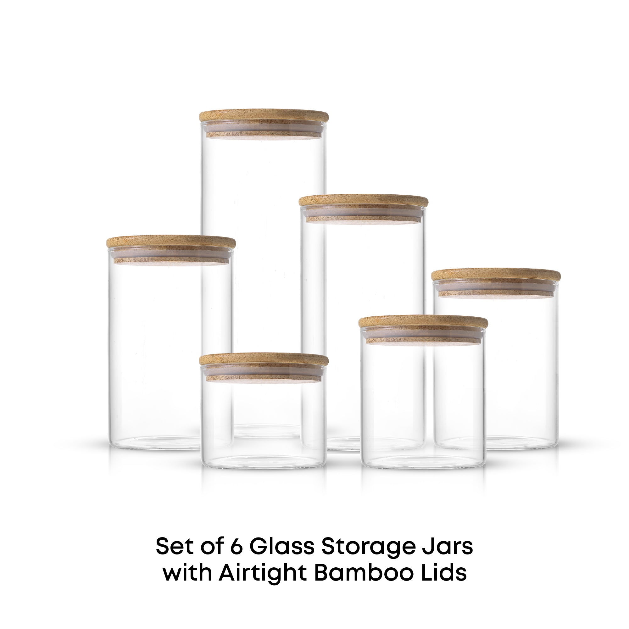 JoyJolt Storage Jars bocal verre lot 6 couvercle bambou hermétique