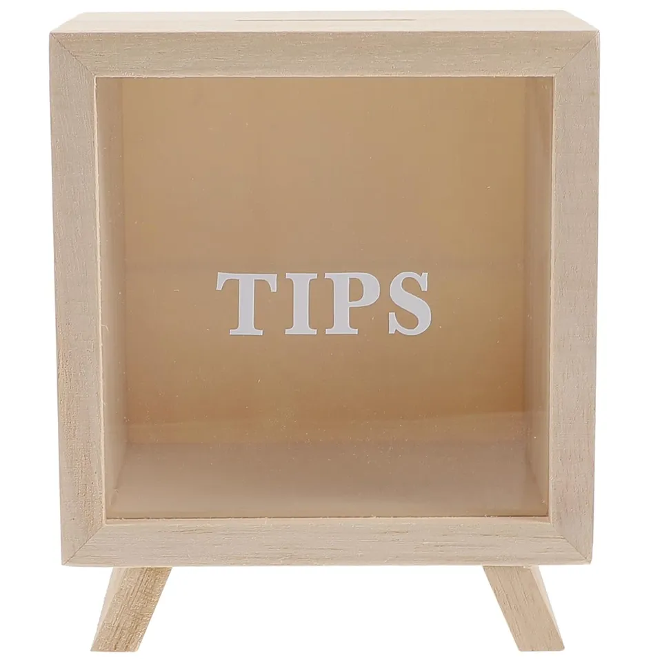 Alipis Tirelire Bois Transparente Enfant 14 cm Cadeau