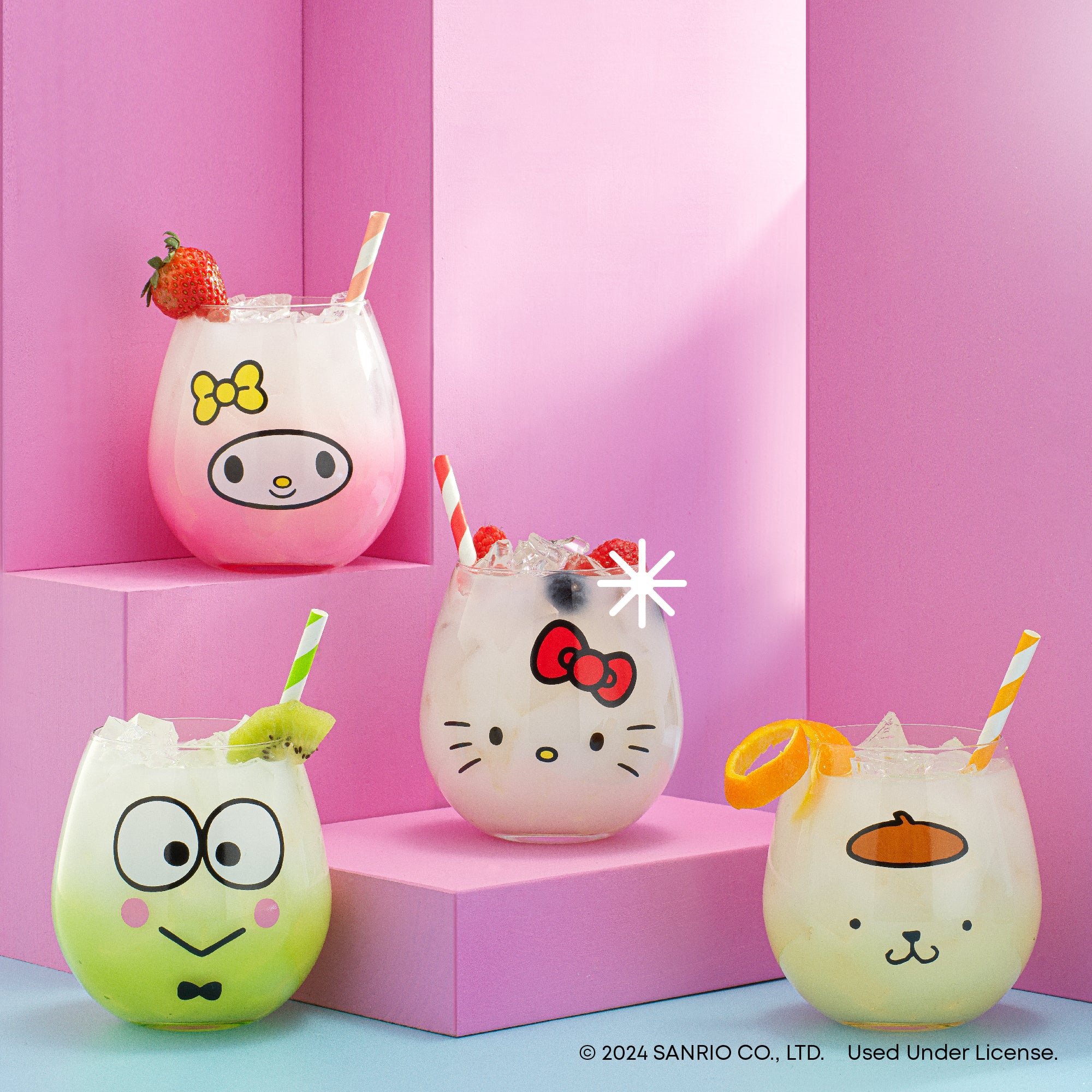 JoyJolt Hello Kitty Friends verres lot de 4 44 cl colorés