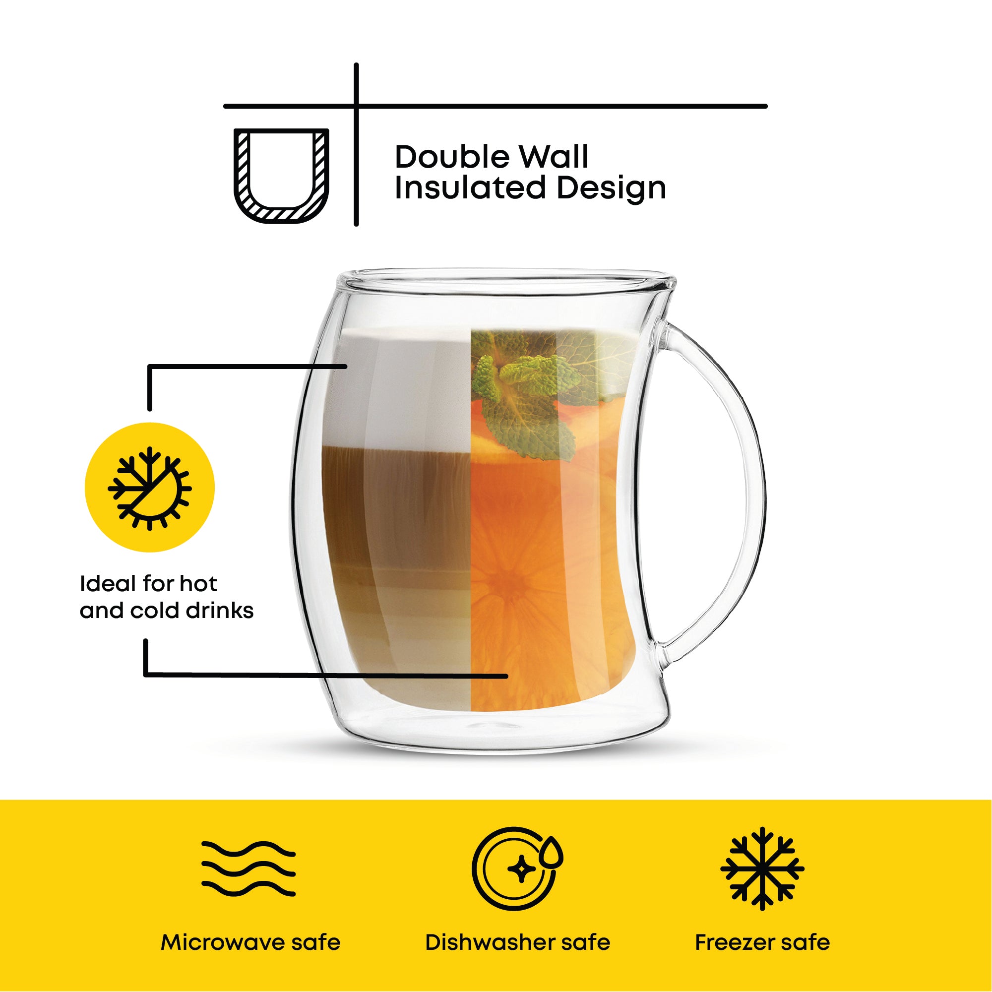 JoyJolt Caleo mugs café double paroi 13 oz x2