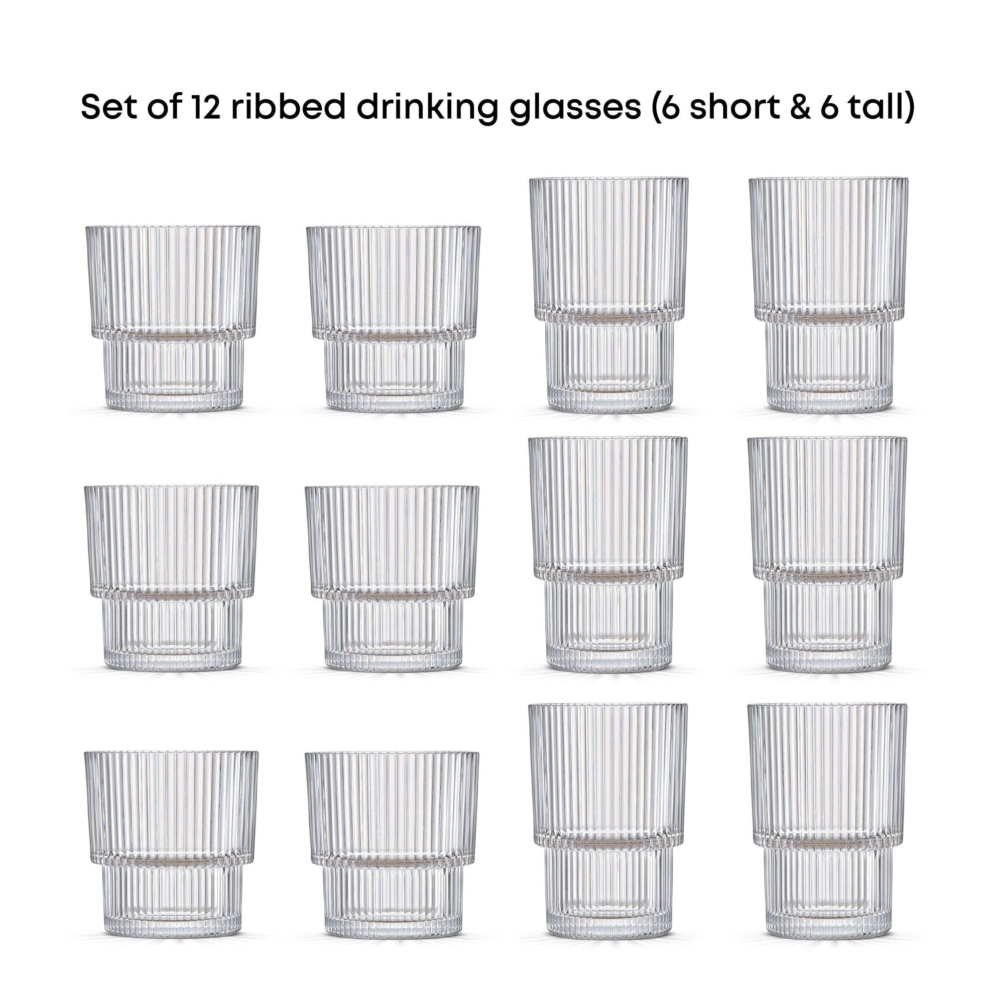 JoyJolt Bloom verres striés lot de 12