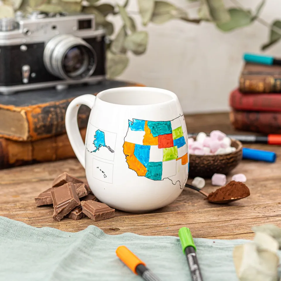 Trouvaille USA Map mug à colorier carte USA