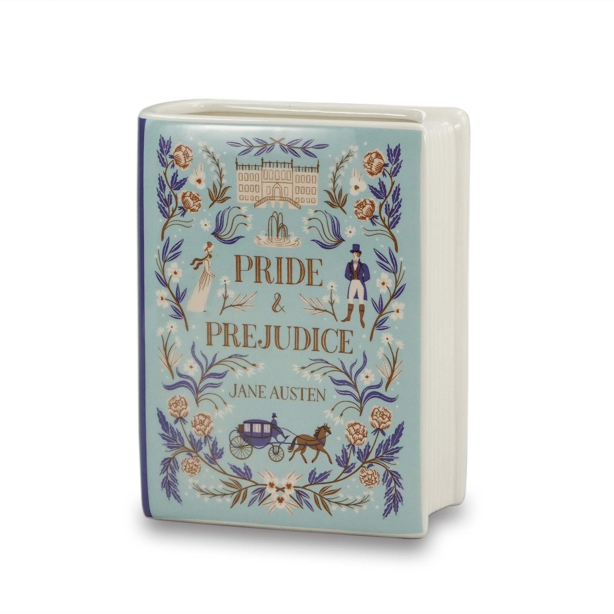 HMB Jane Austen Pride & Prejudice vase livre céramique bleu 14 cm