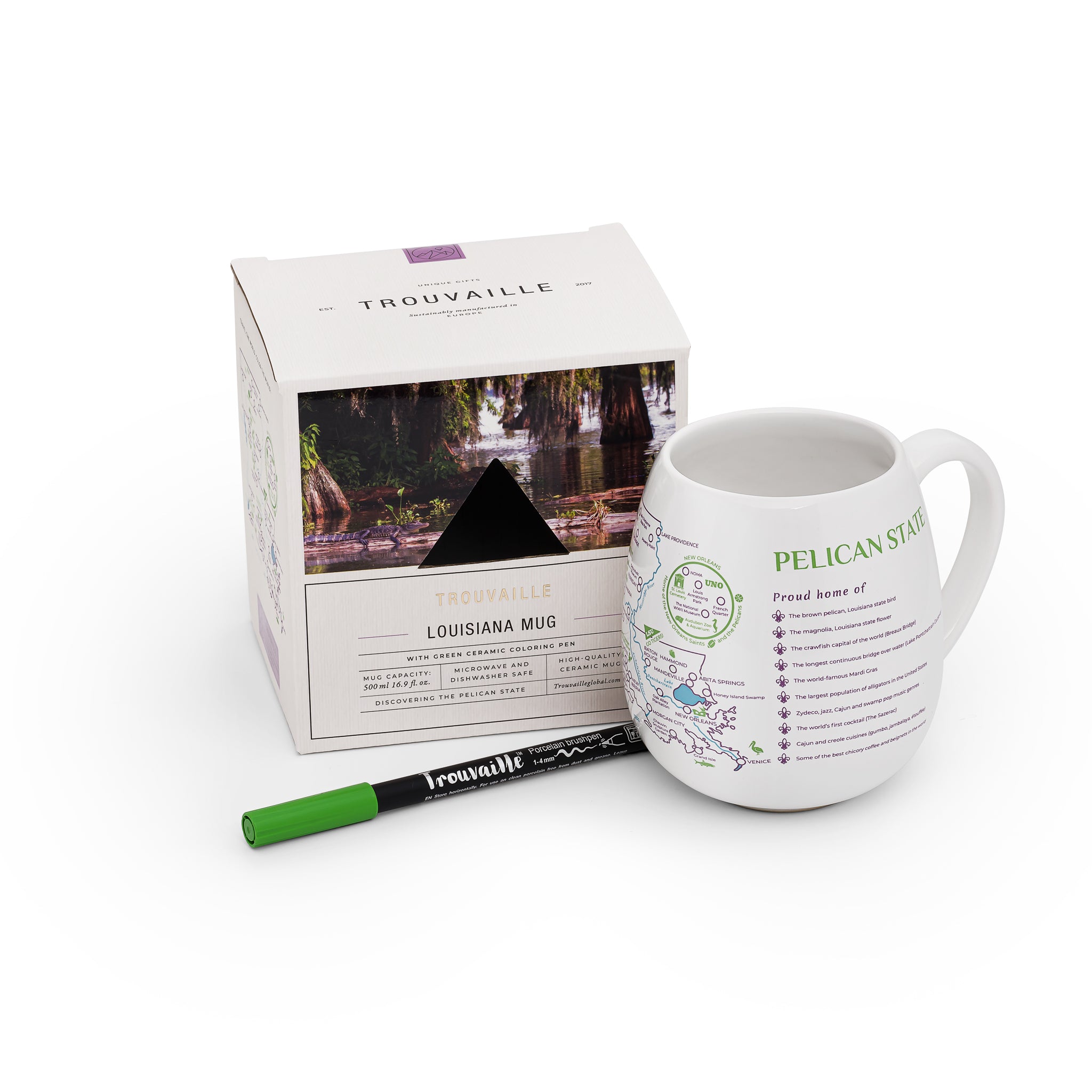 Trouvaille Global Louisiana Map mug voyage à colorier