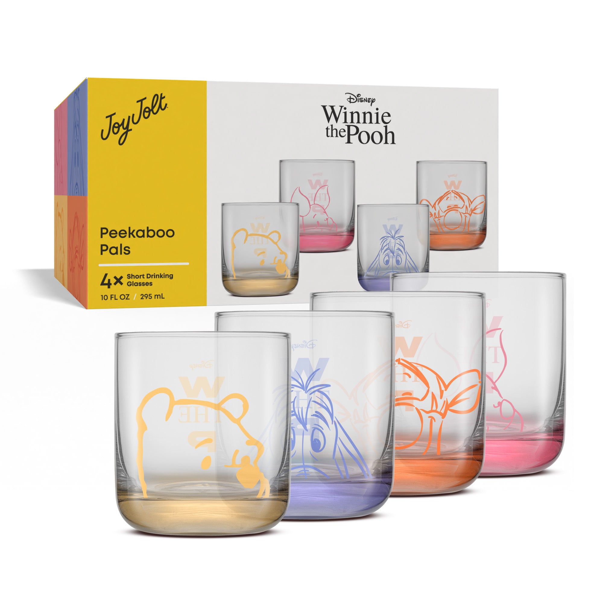 JoyJolt Winnie Peekaboo Pals verres courts lot de 4