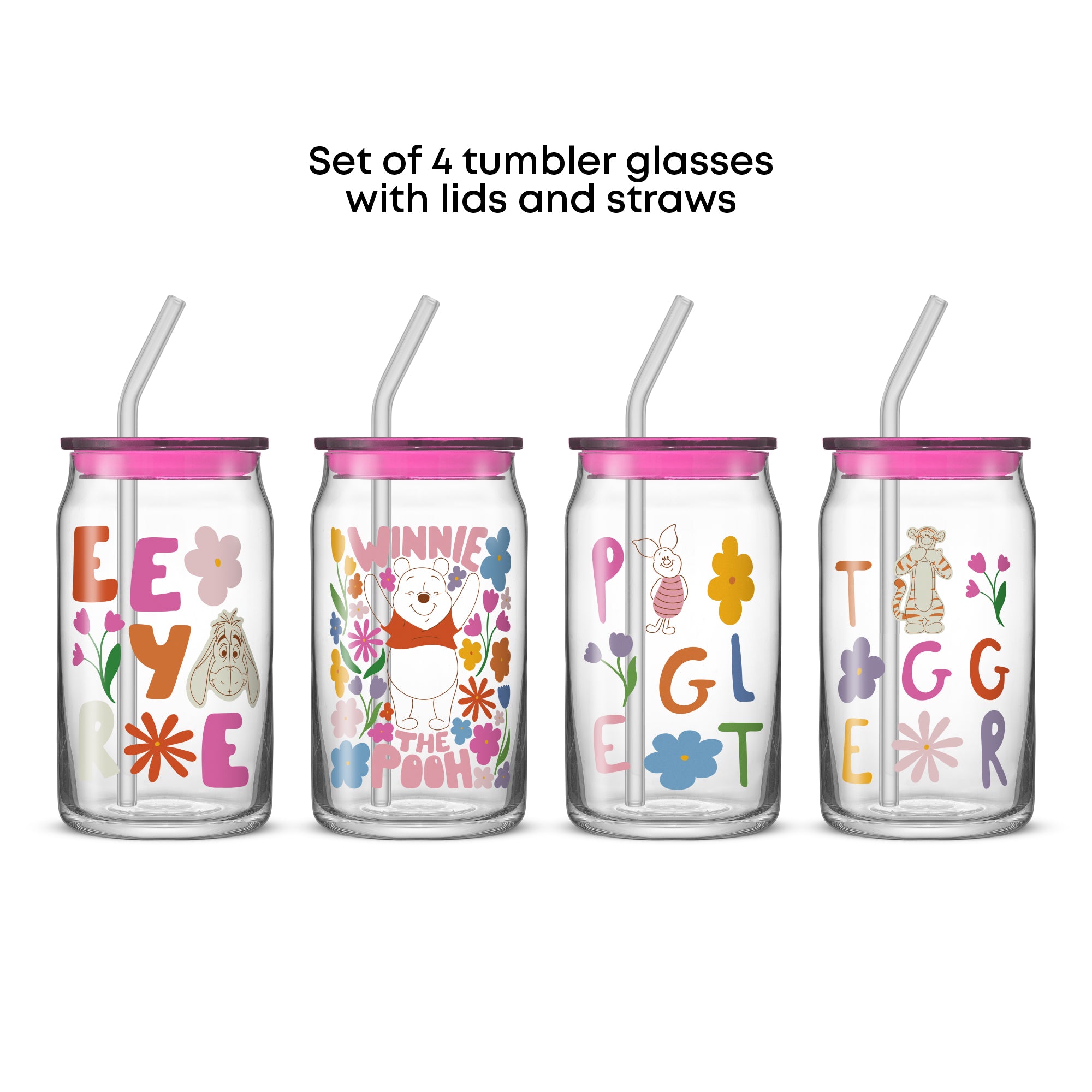 JoyJolt Winnie Flower Power verres tumbler 47 cl lot 4