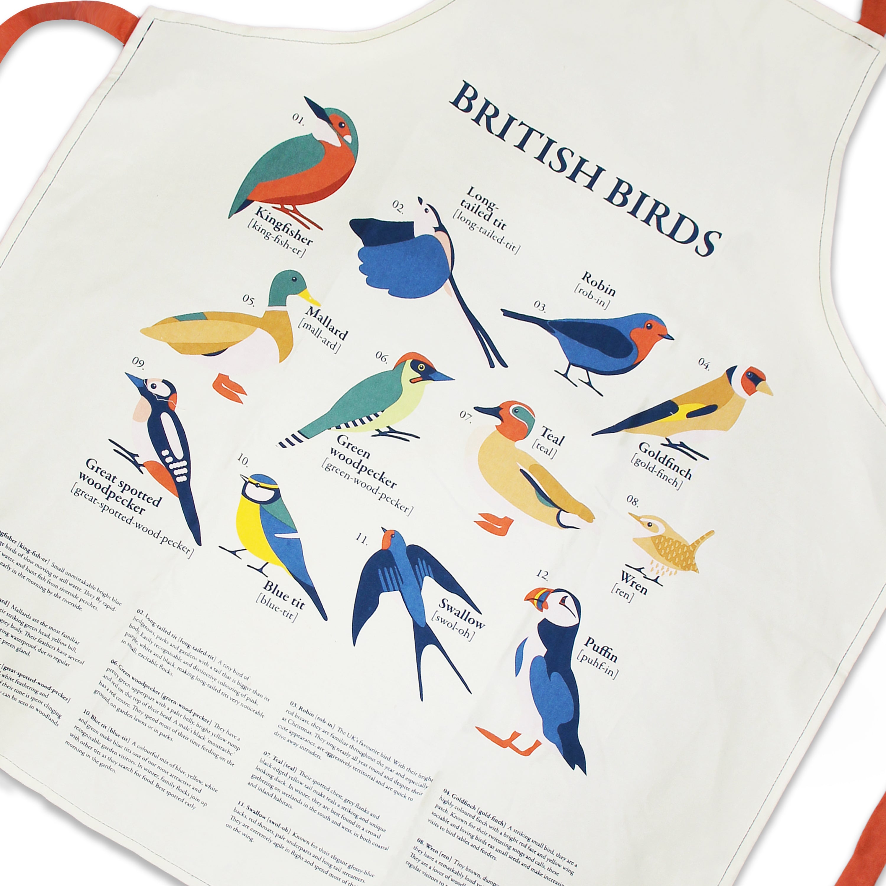 RSPB Garden Birds tablier coton recyclé blanc