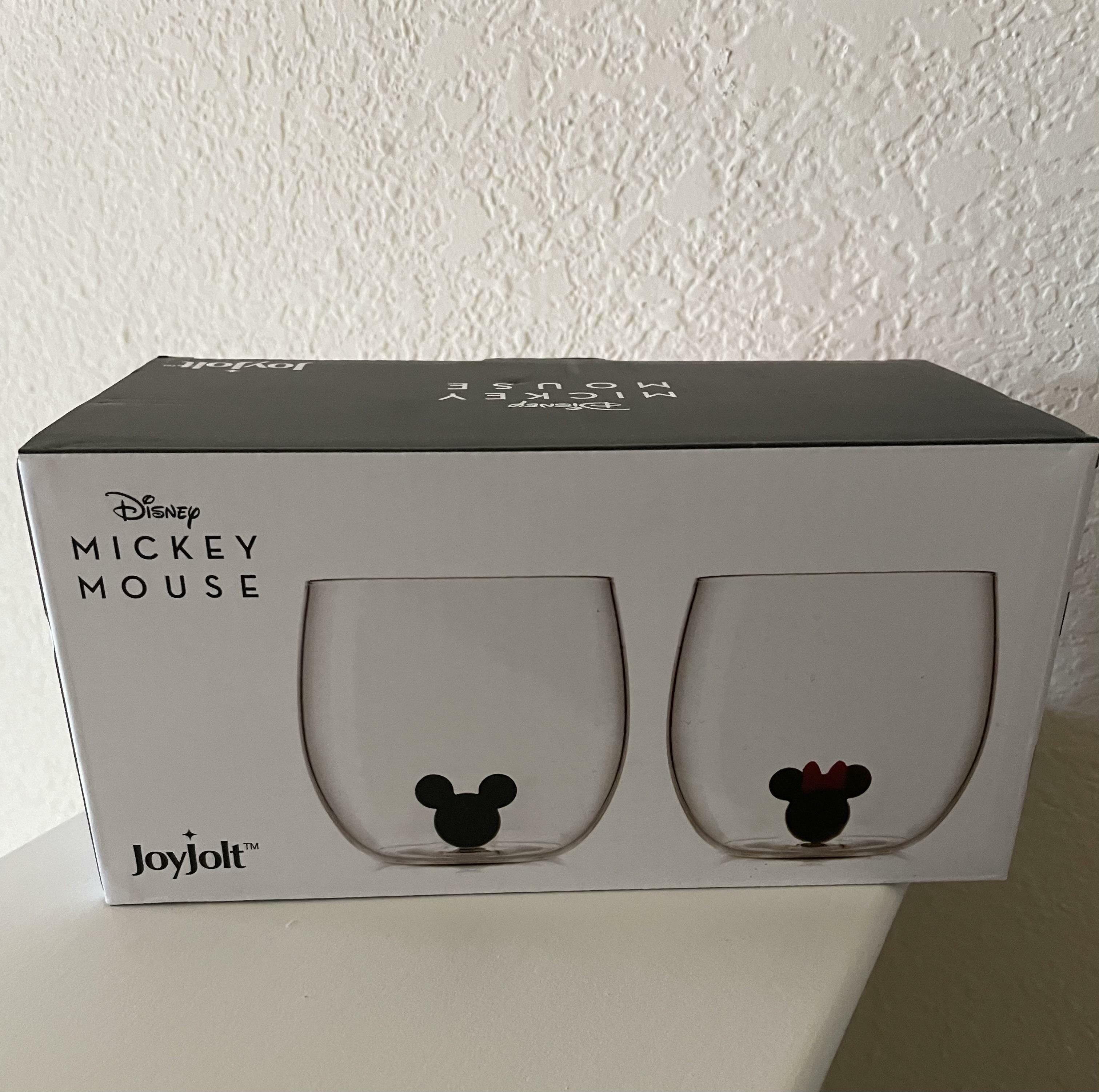 JoyJolt Mickey Minnie verres lot de 2 39 cl 3D blanc
