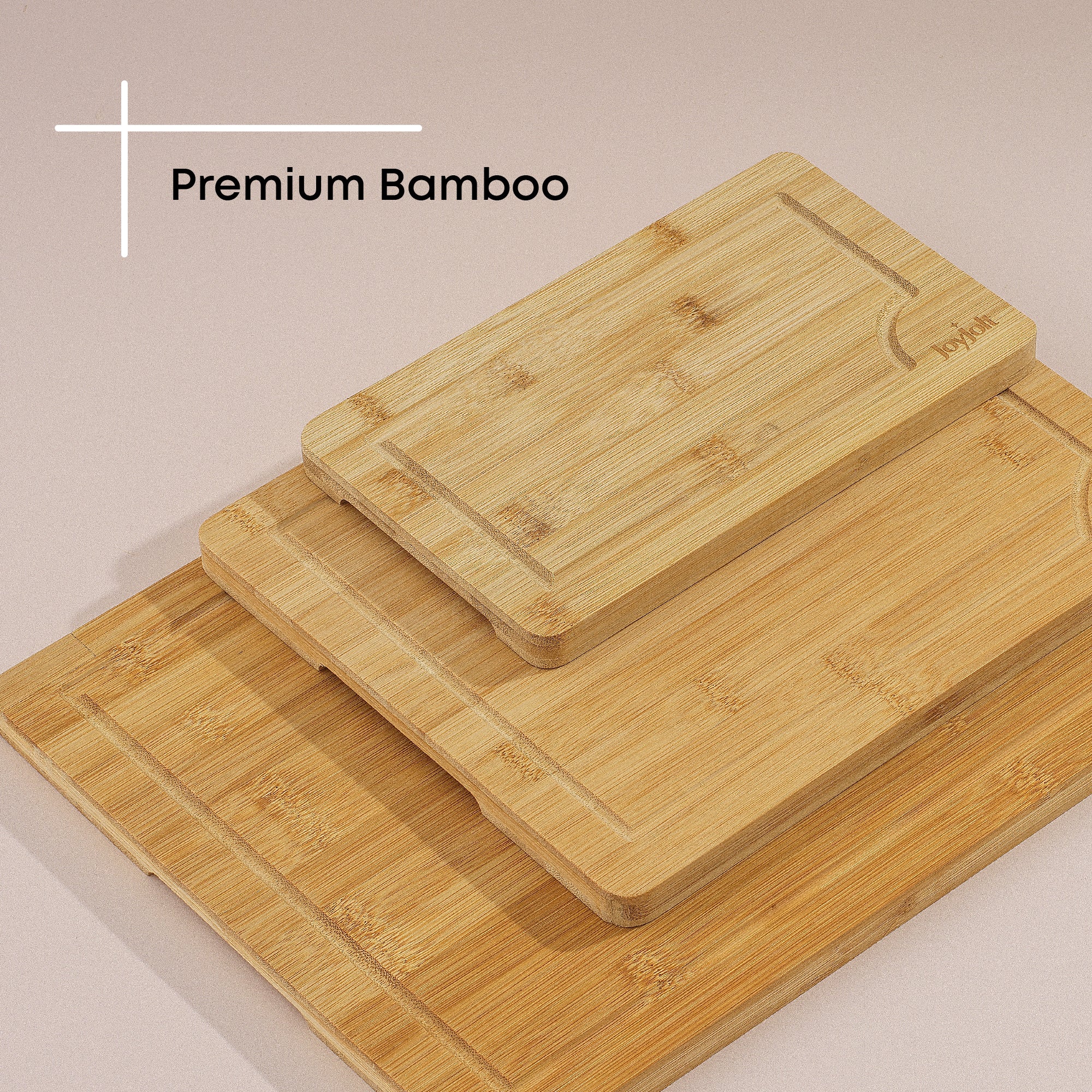 JoyJolt planches à découper bambou lot de 3 rainure jus