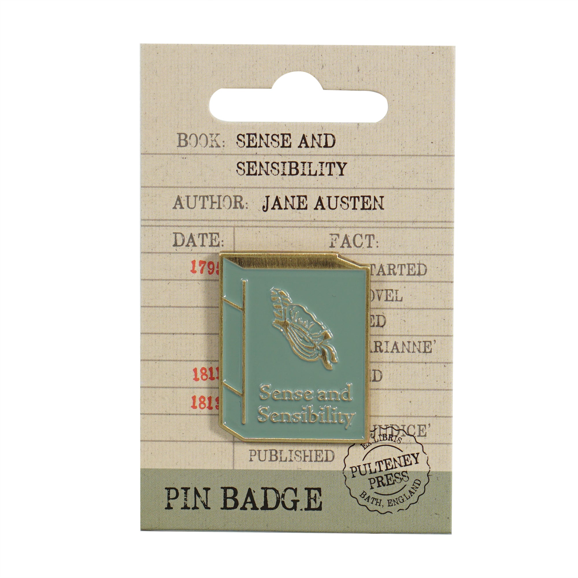 Jane Austen Sense & Sensibility pin's vert émail