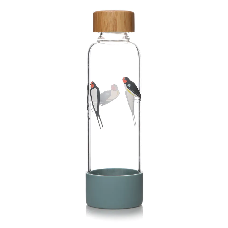 RSPB Hirondelles bouteille verre 50 cl bleue oiseaux