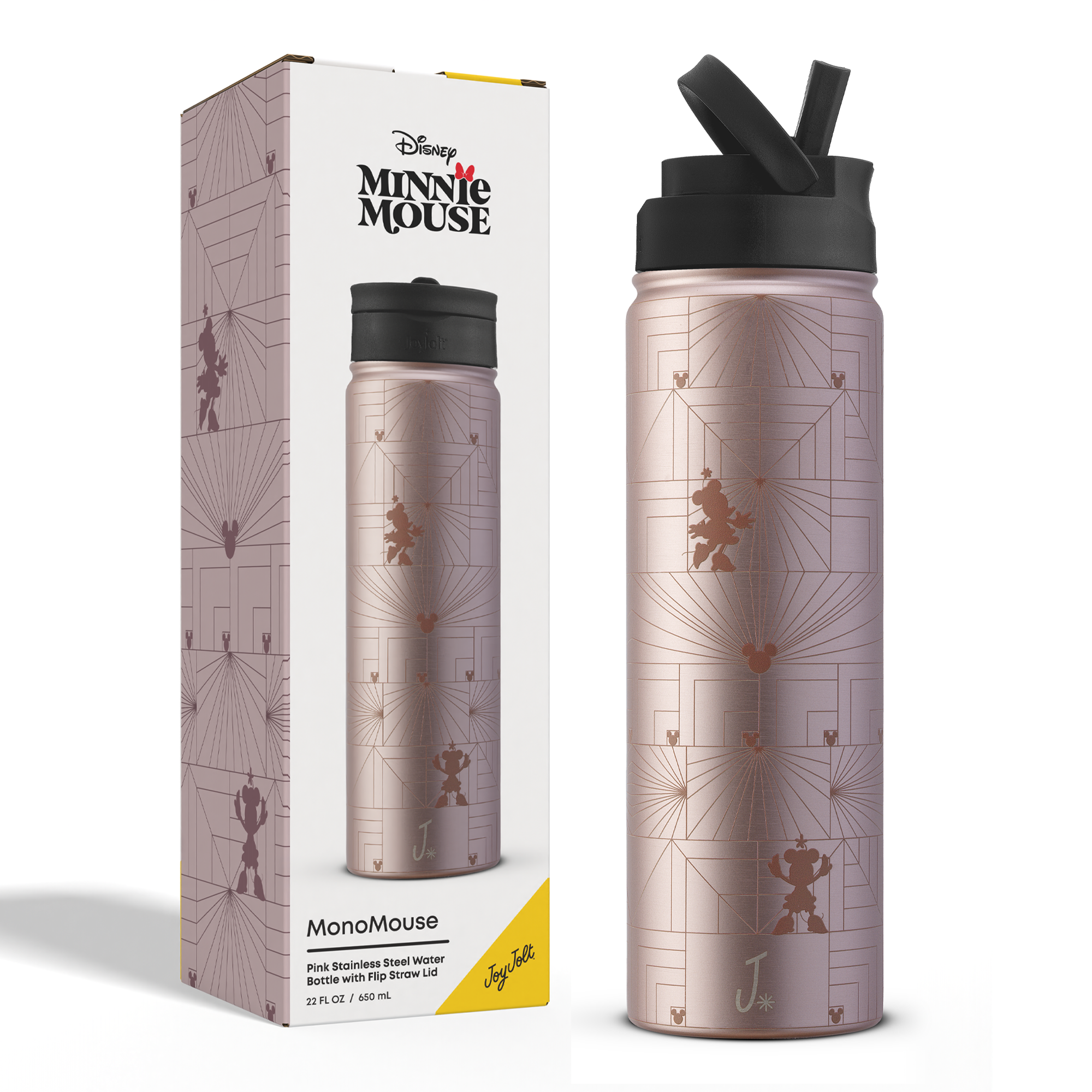 JoyJolt Disney Minnie MonoMouse gourde inox 65 cl paille