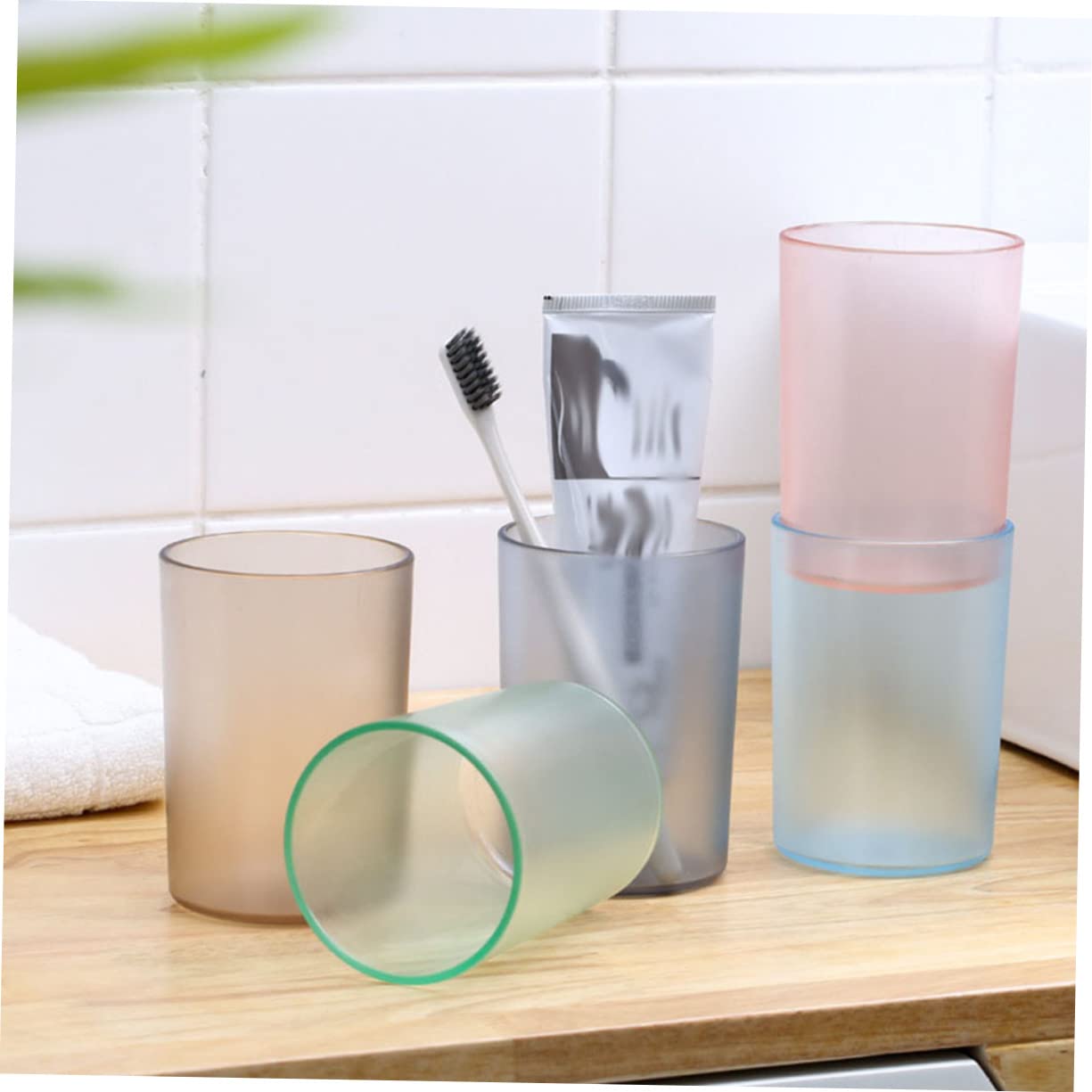 Alipis gobelets salle de bain plastique transparent lot de 5