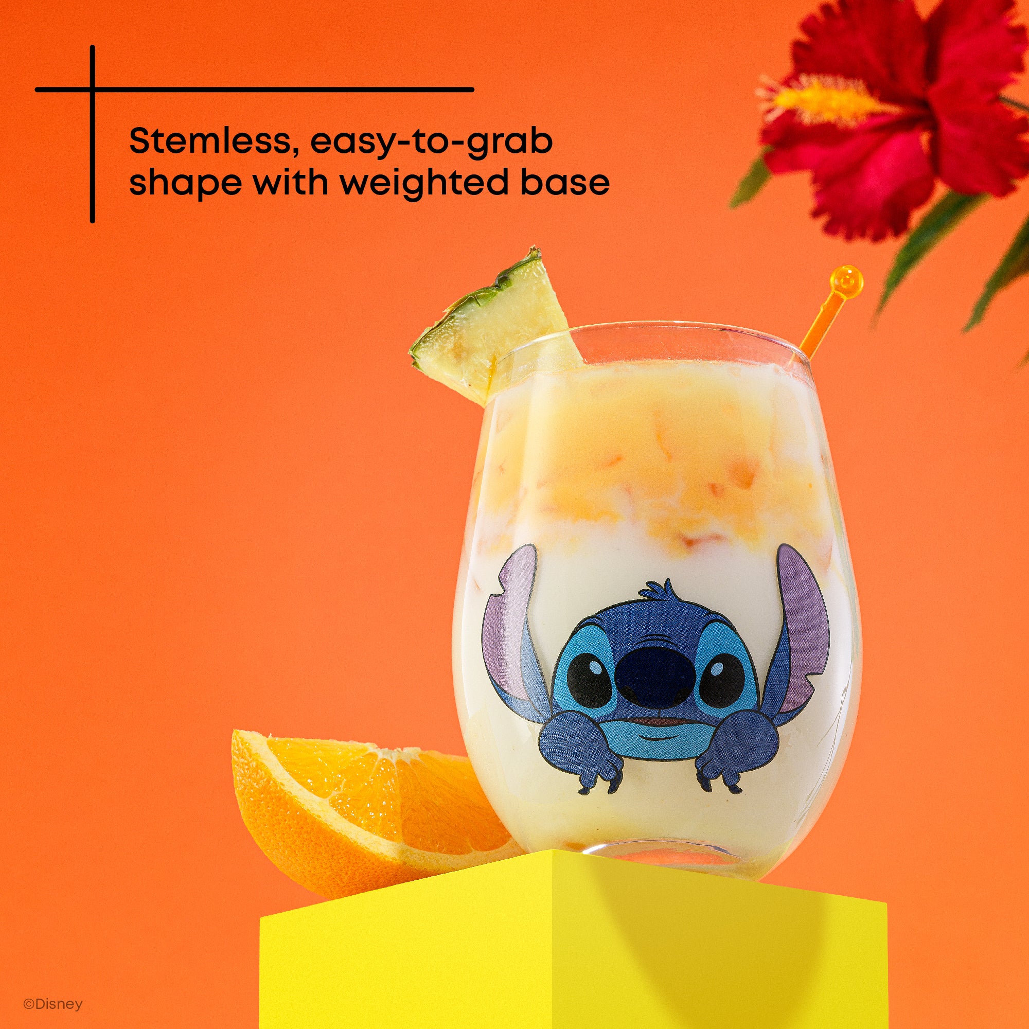 JoyJolt Stitch Silly Sips verres sans pied 4x56 cl