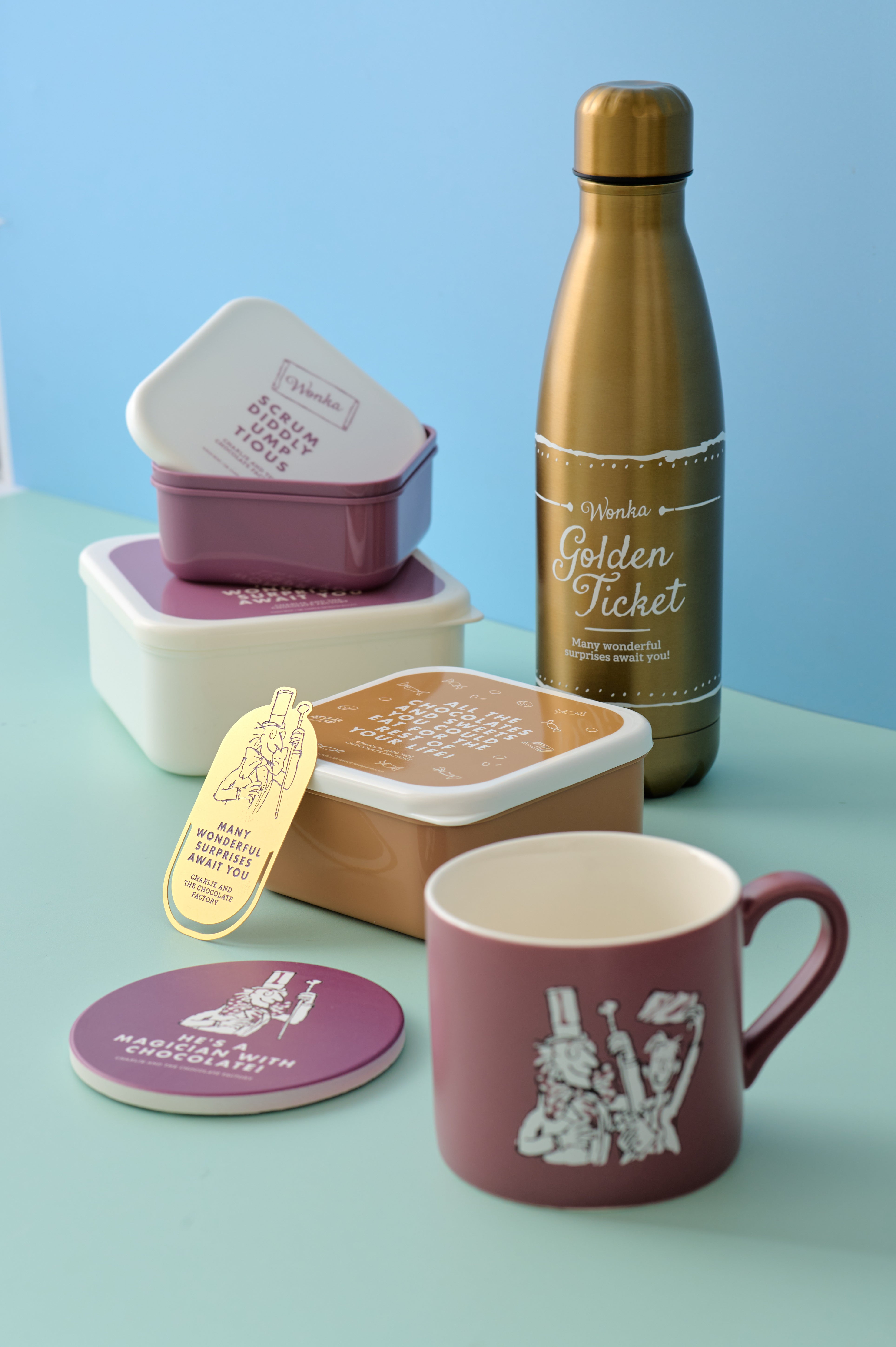 Roald Dahl Charlie lot 3 boîtes à goûter violettes