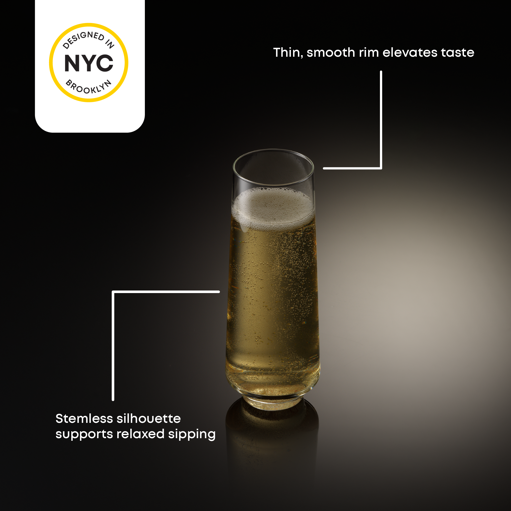 JoyJolt Sidney verres champagne sans pied 27 cl lot 4