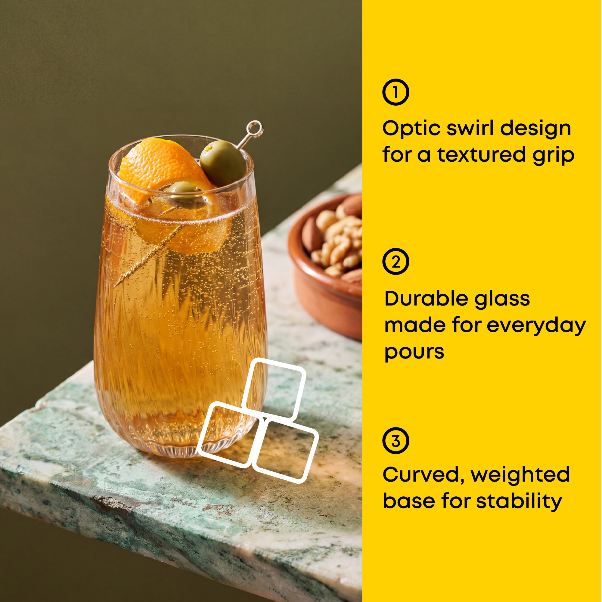 JoyJolt Flow Optic Swirl verres highball 4 x 56 cl striés