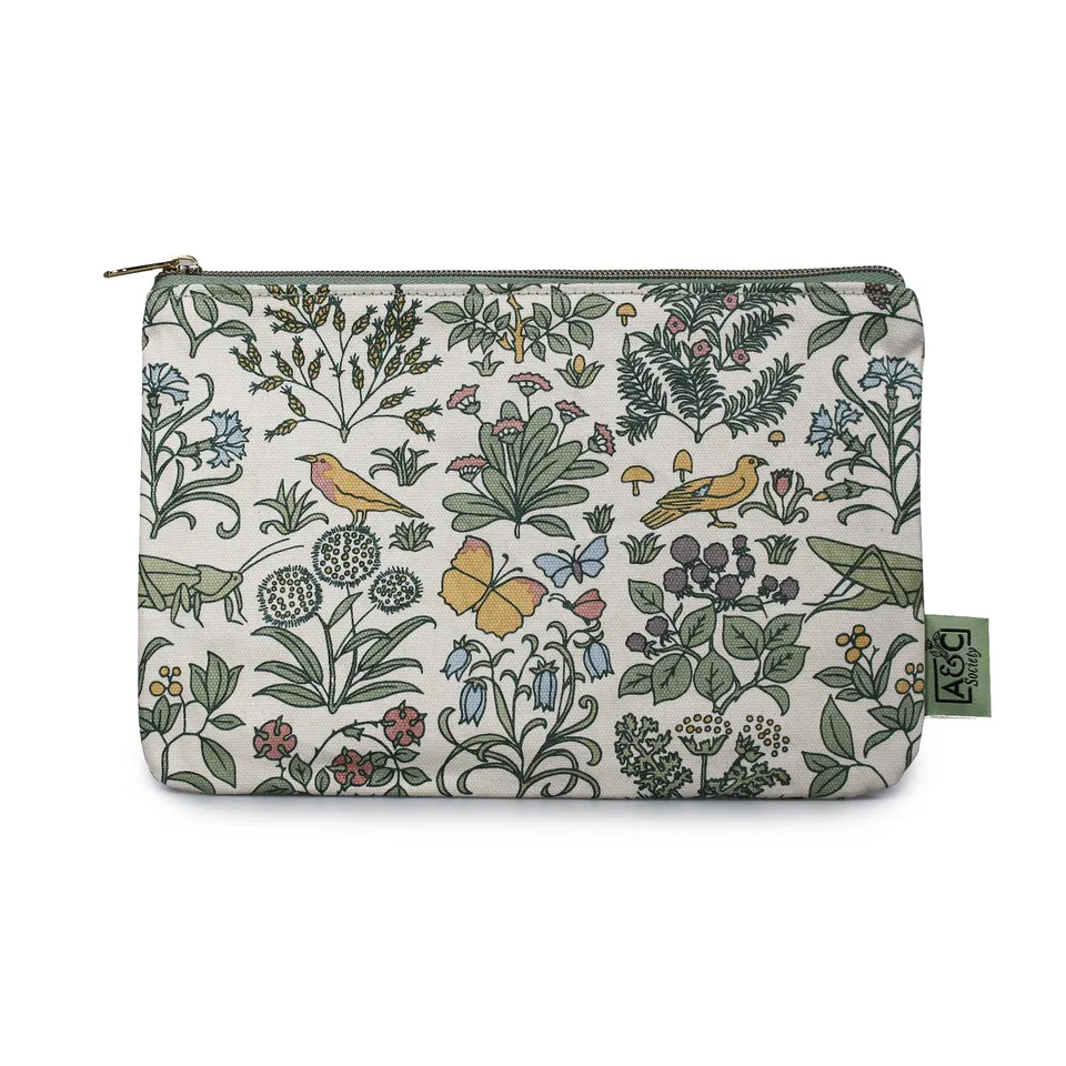 Arts & Crafts Voysey trousse coton vert 16x24 cm recyclé