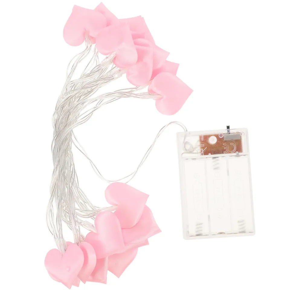 Alipis Cœur guirlande lumineuse tissu LED rose piles
