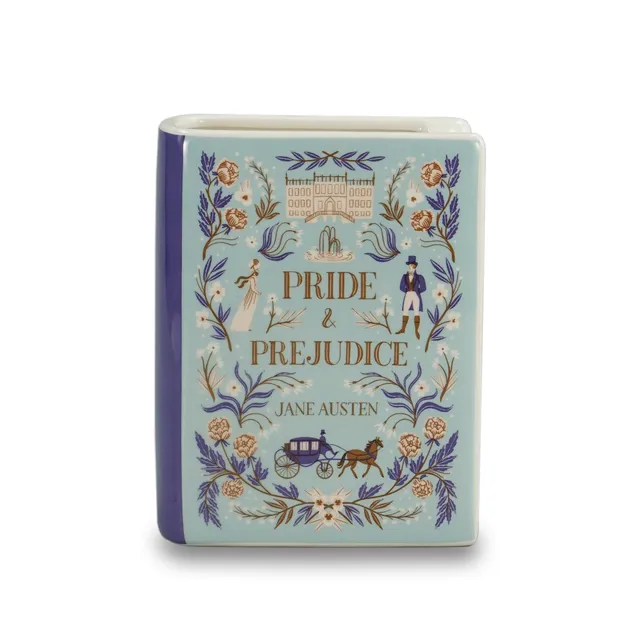 HMB Jane Austen Pride & Prejudice vase livre céramique bleu 14 cm