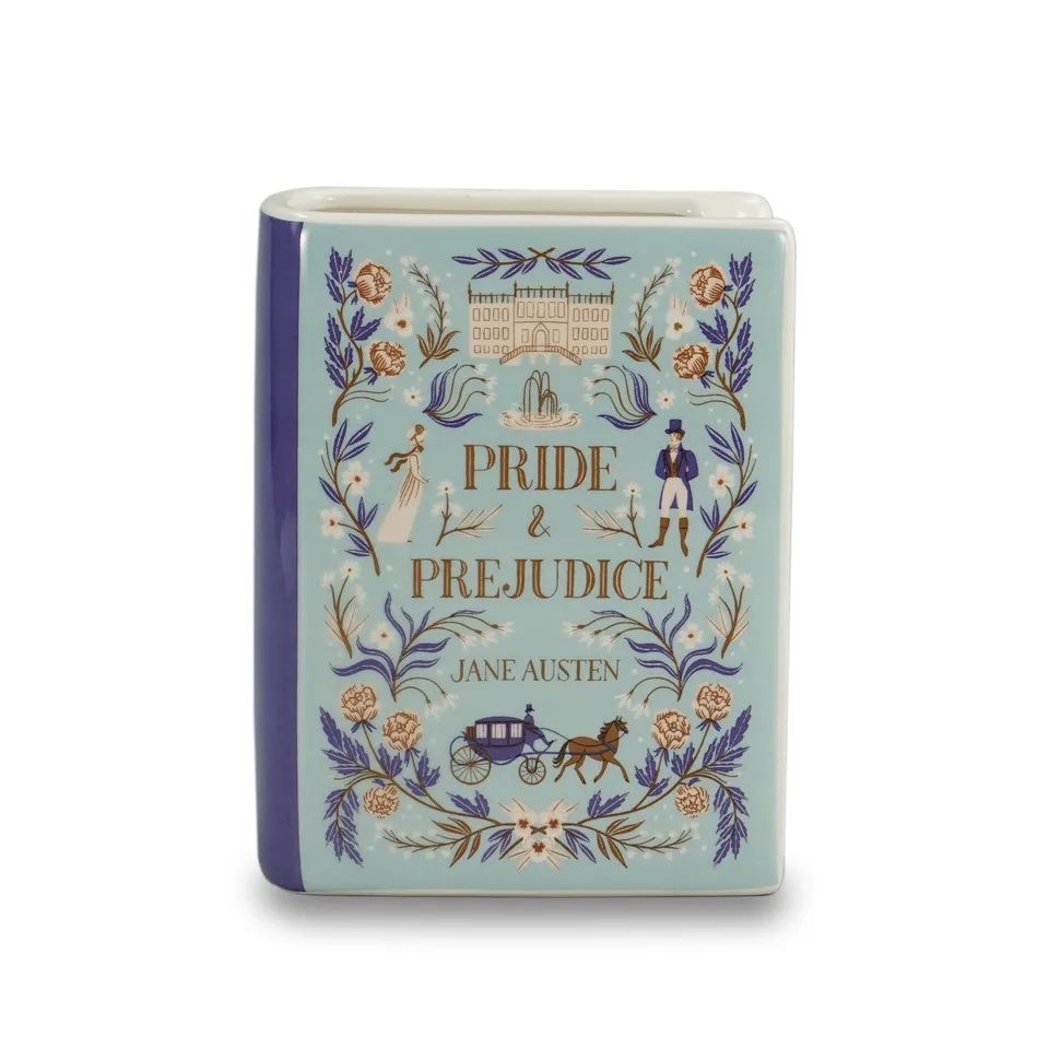 HMB Jane Austen Pride & Prejudice vase livre céramique bleu 14 cm