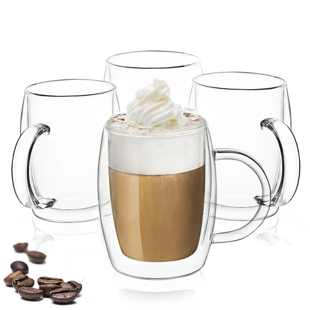 JoyJolt Aroma mug café double paroi verre 40 cl lot 4