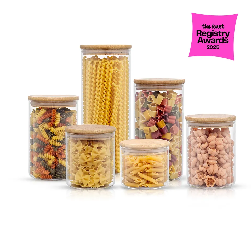 JoyJolt Storage Jars bocal verre lot 6 couvercle bambou hermétique